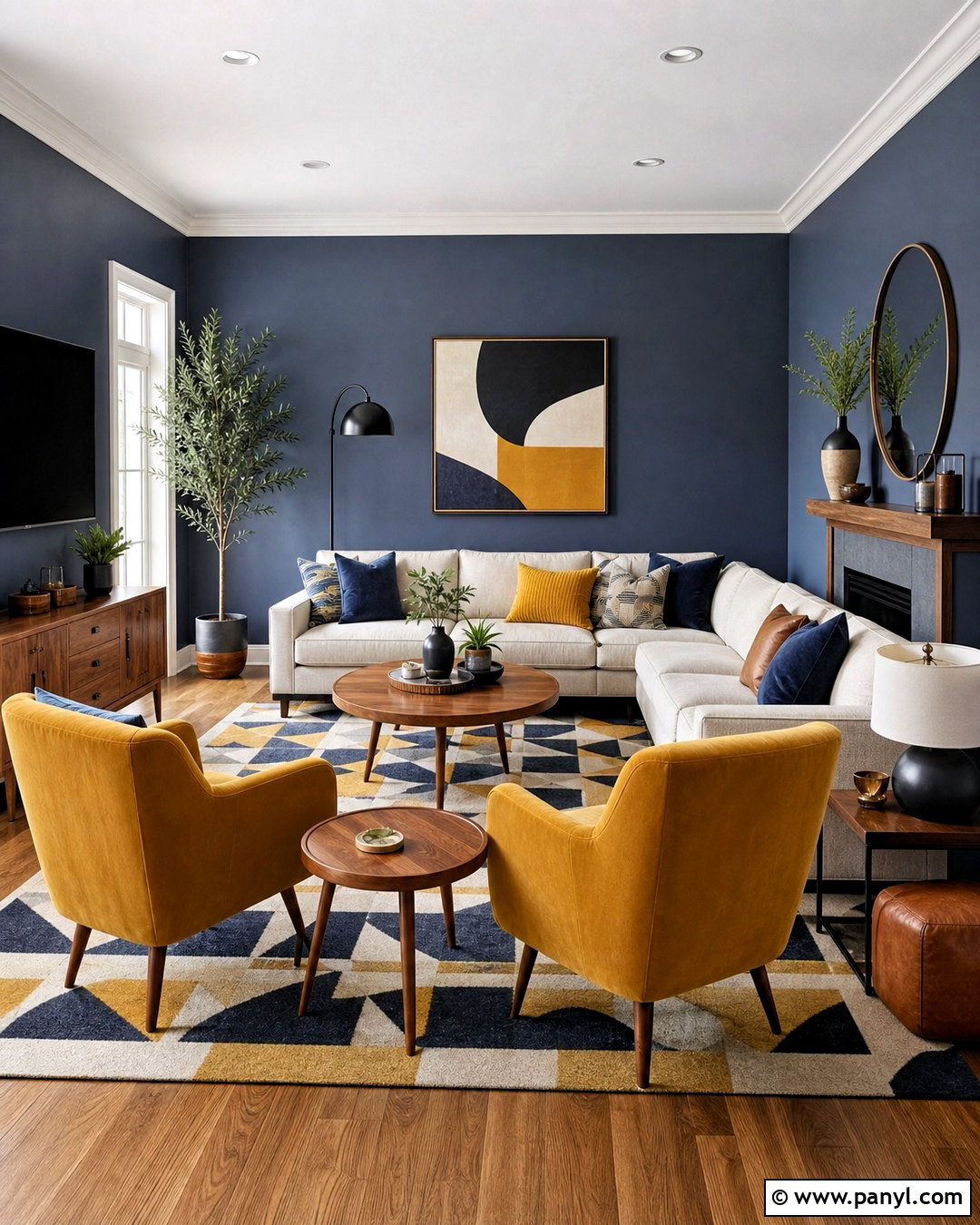 Mustard Yellow And Slate Blue Room - 20 room color combination ideas