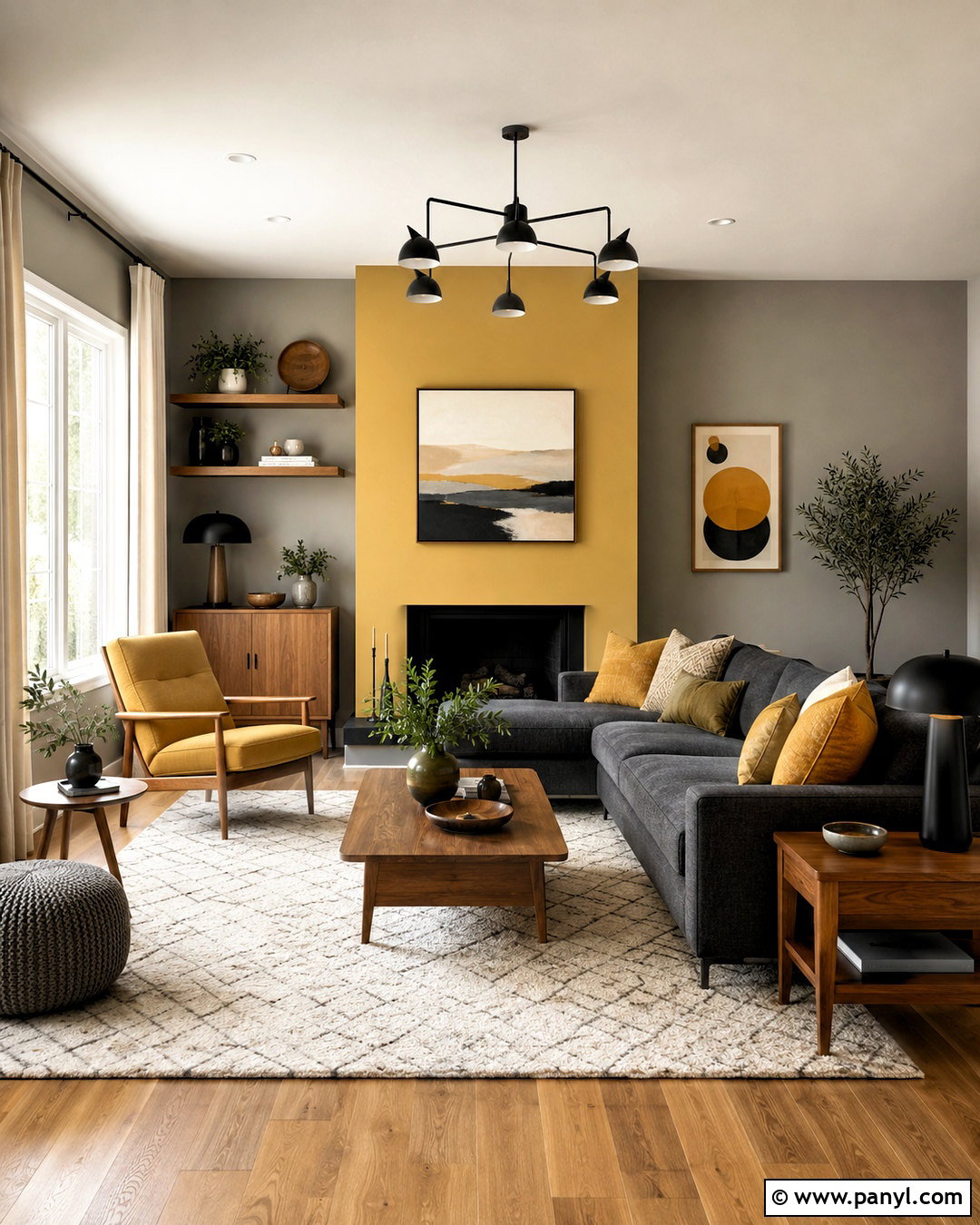 Mustard Yellow And Soft Gray Living Room - 35 wall color combinations living rooms