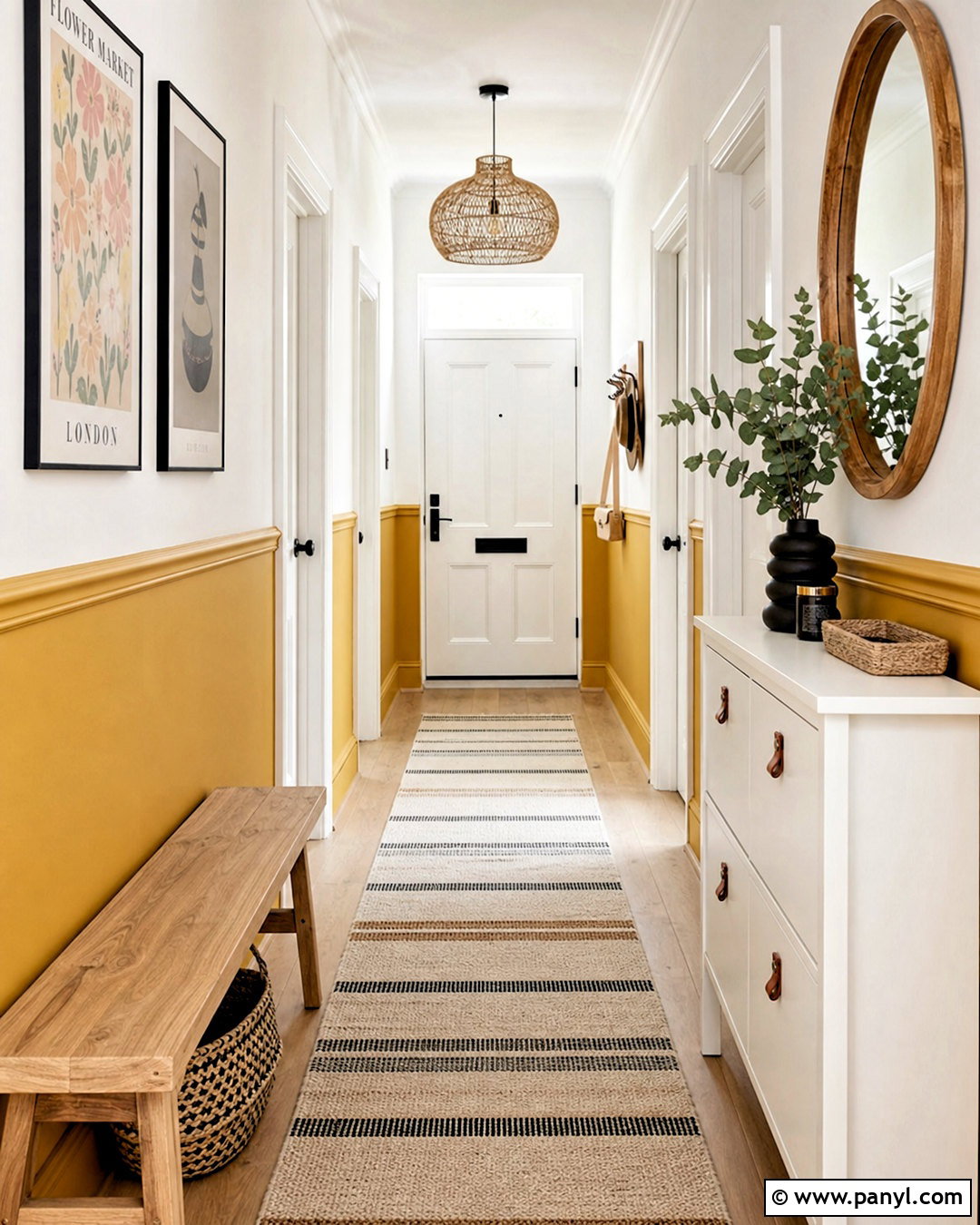 Mustard Yellow And Warm White Hallway - 20 two tone hallway ideas