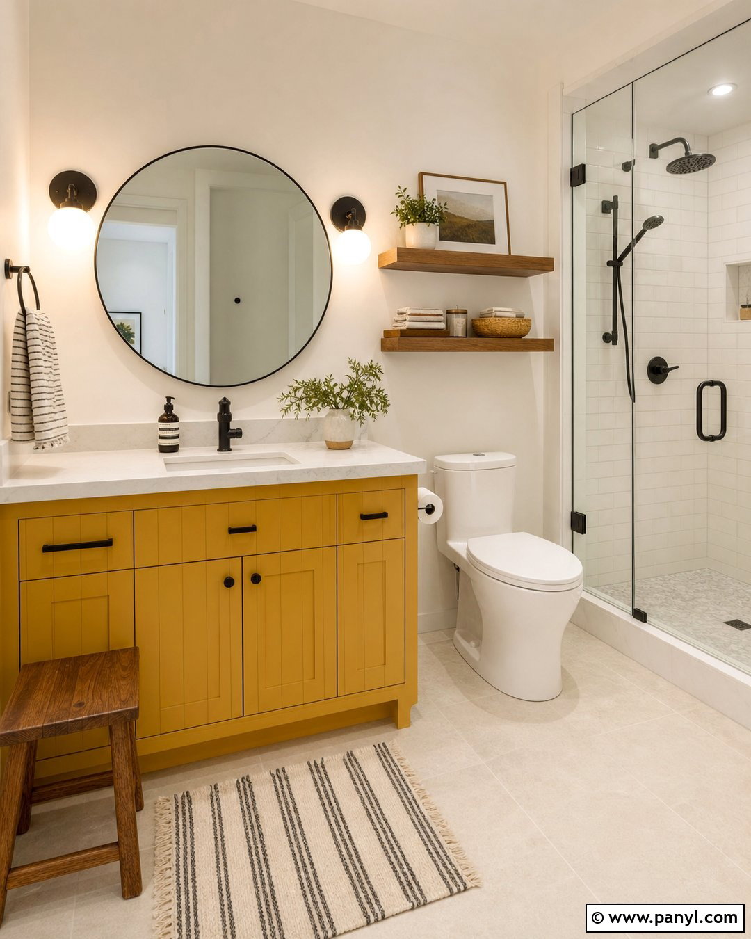 Mustard Yellow And White Bathroom - 20 Aesthetic Bathroom Color Schemes