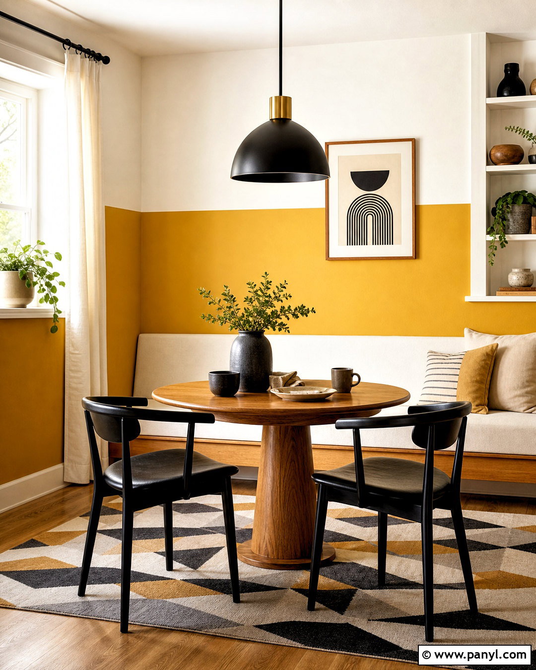 Mustard Yellow And White Two Tone Breakfast Nook Walls - 20 two tone painted walls