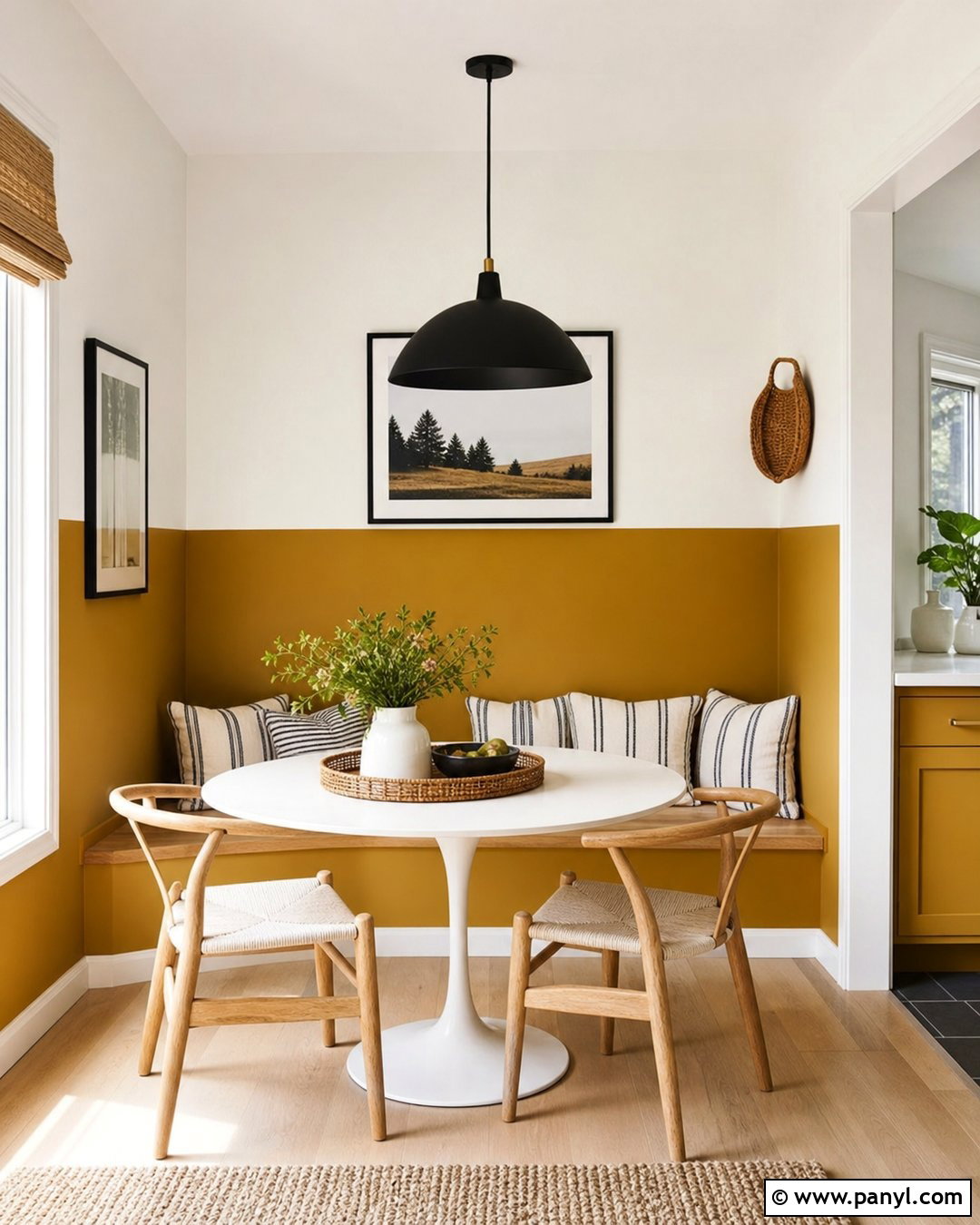 Mustard Yellow And White Two Tone Walls - 45 two tone walls