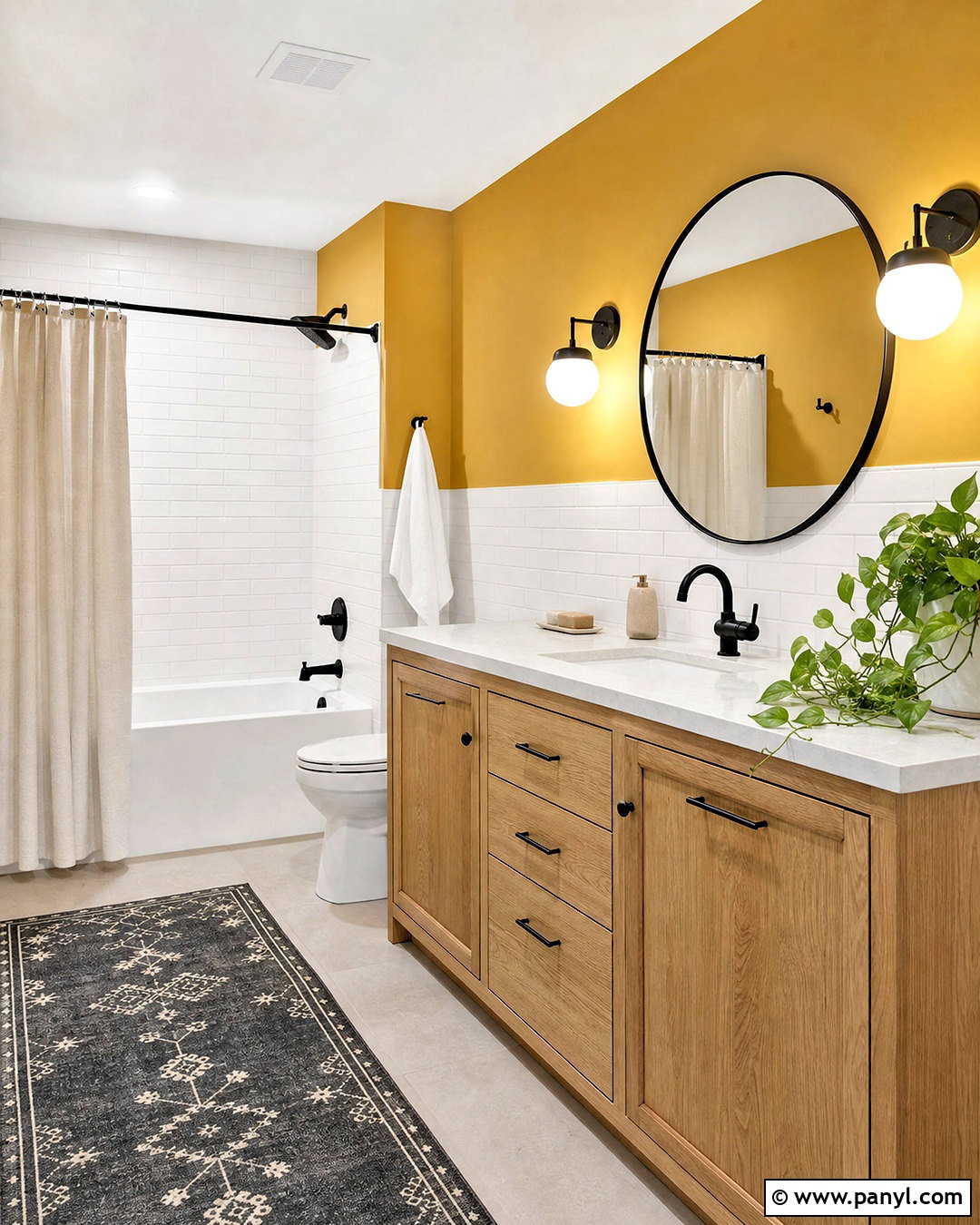 Mustard Yellow Bathroom Walls With White Tile - 20 mustard yellow walls