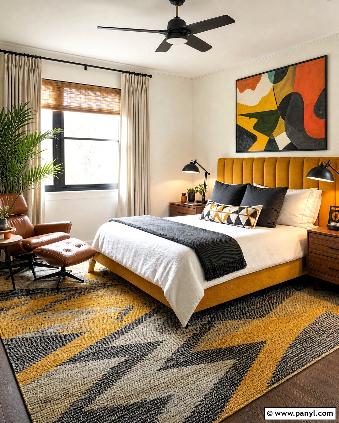 Mustard Yellow Bedroom With Dark Gray Carpet - 20 dark gray carpet bedroom ideas