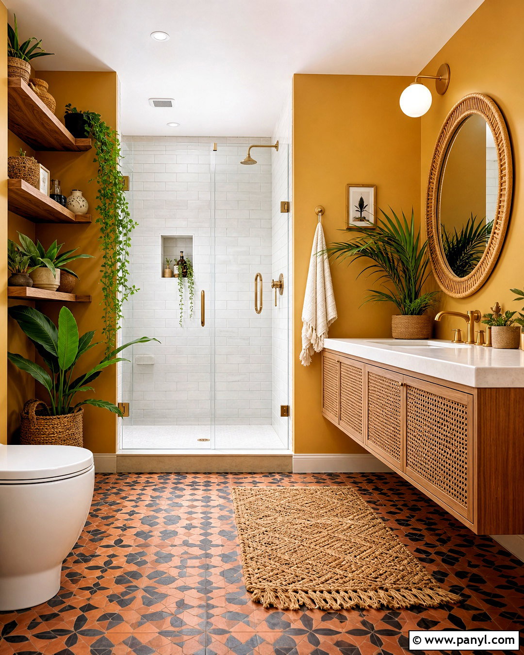 Mustard Yellow Boho Bathroom - 20 mustard yellow bathroom ideas