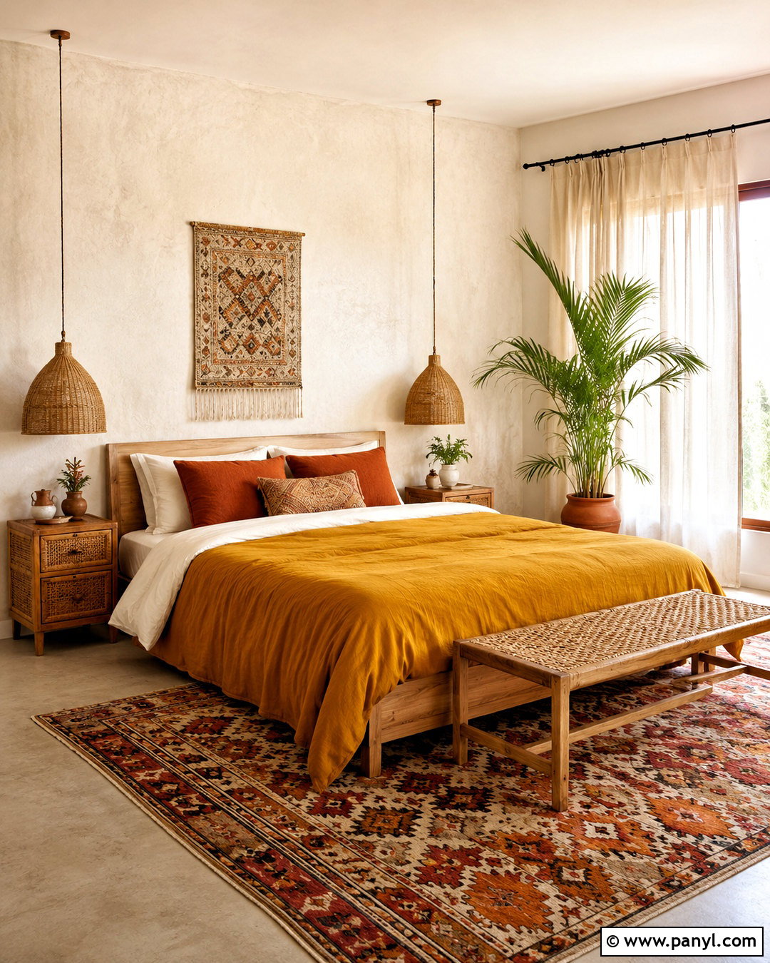 Mustard Yellow Boho Bedroom - 20 mustard color ideas