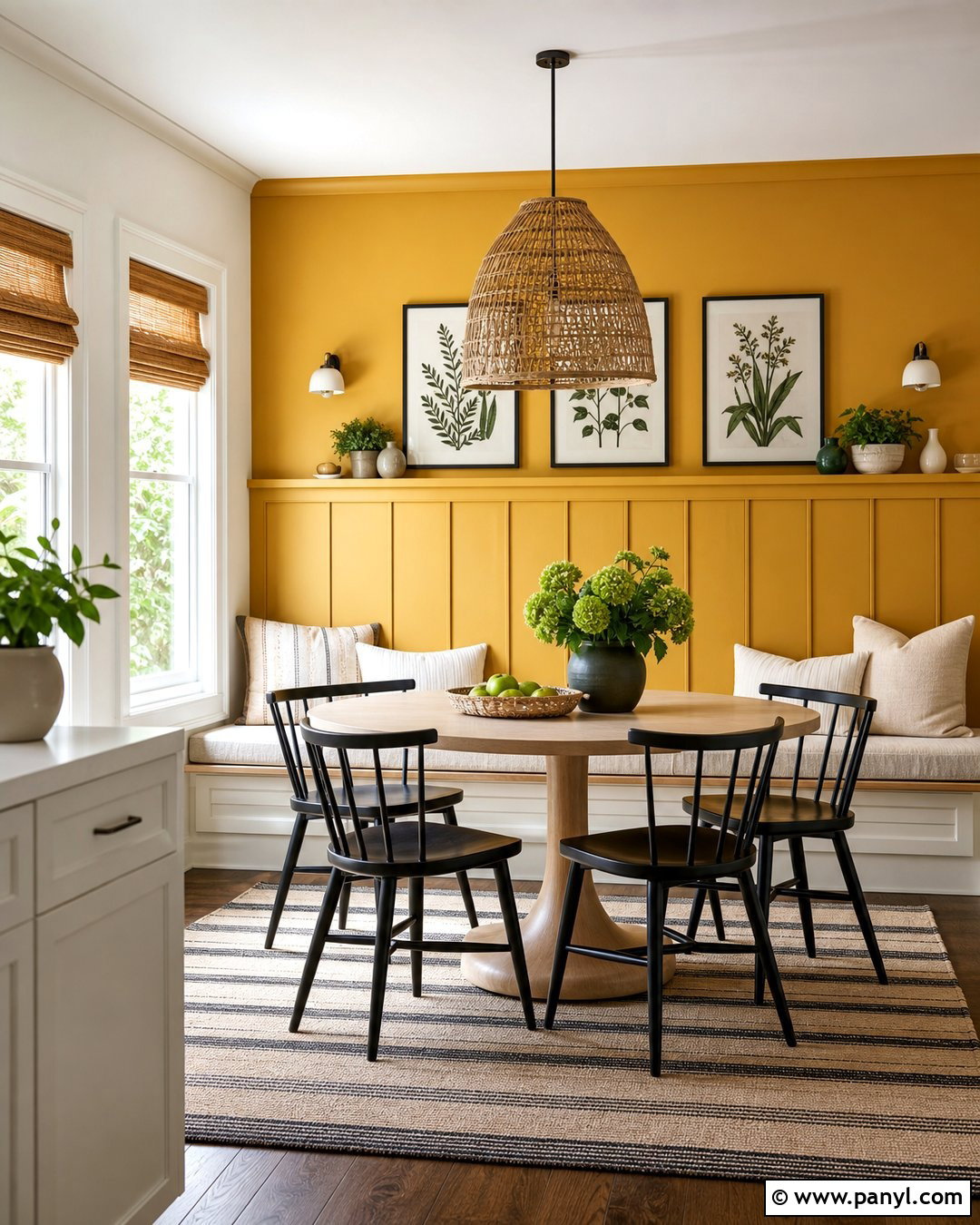 Mustard Yellow Breakfast Room Painted Wall - 20 Room One Wall Painted Ideas