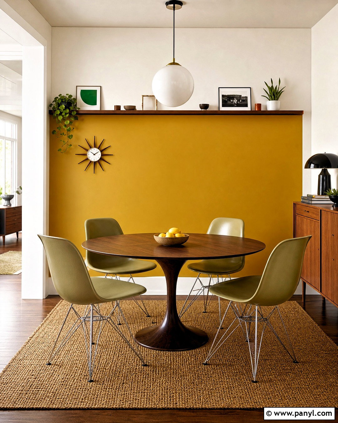 Mustard Yellow Color Block Accent Wall - 20 retro accent wall ideas