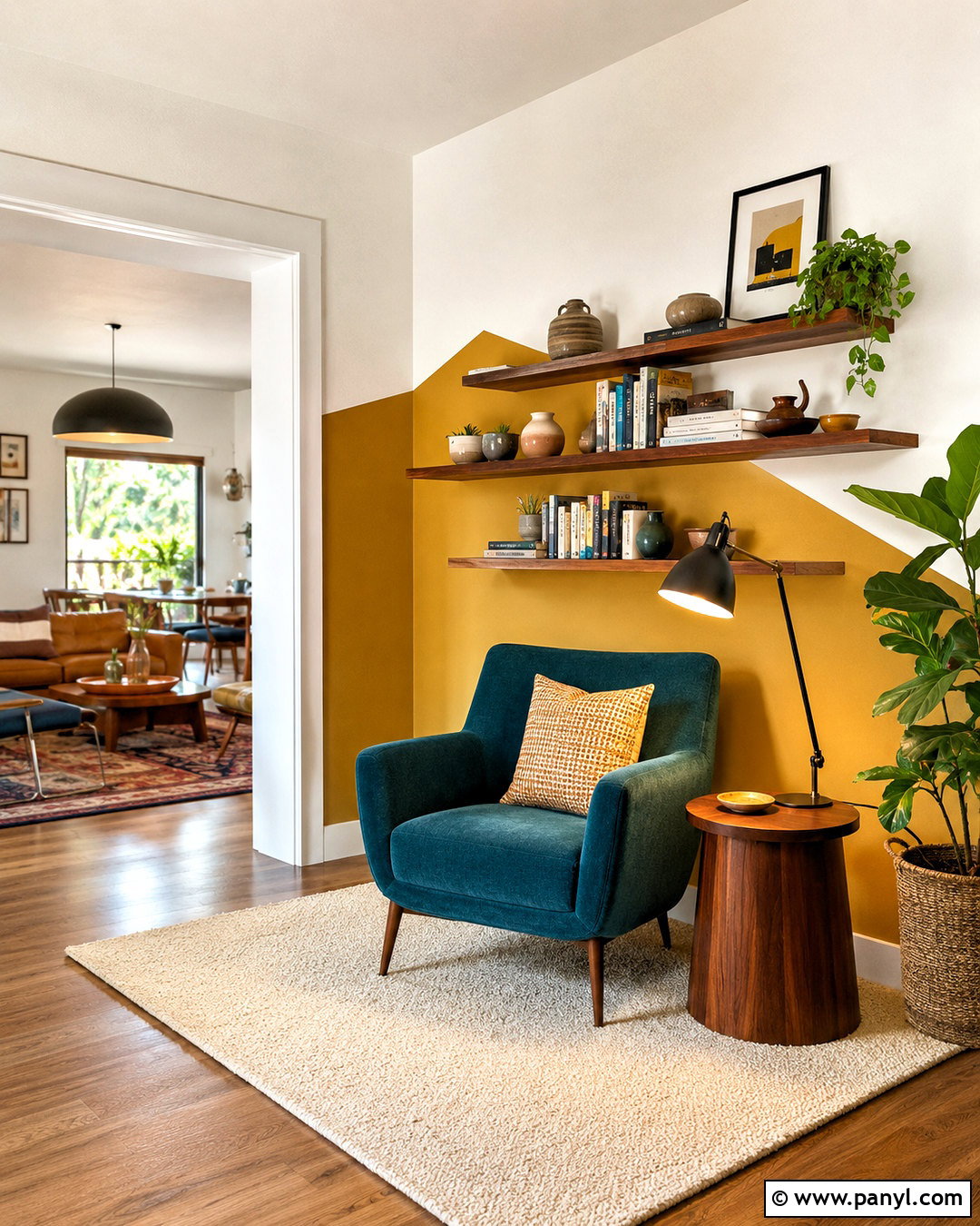 Mustard Yellow Corner Color Block Wall - 20 colour block walls