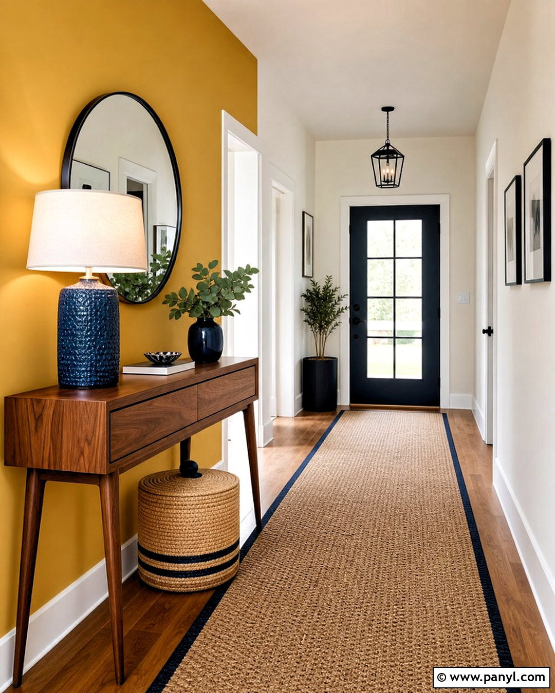 Mustard Yellow Entryway Wall - 20 color wall ideas