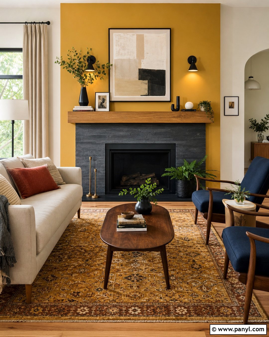 Mustard Yellow Fireplace Accent Wall - 35 Fireplace Accent Wall Color Ideas