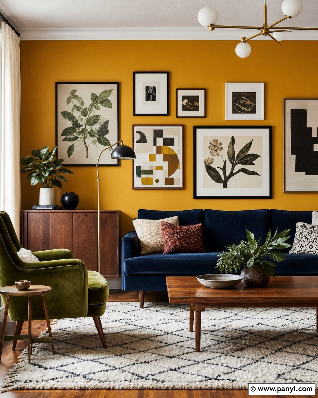Mustard Yellow Gallery Wall - 25 Gallery Wall Colors