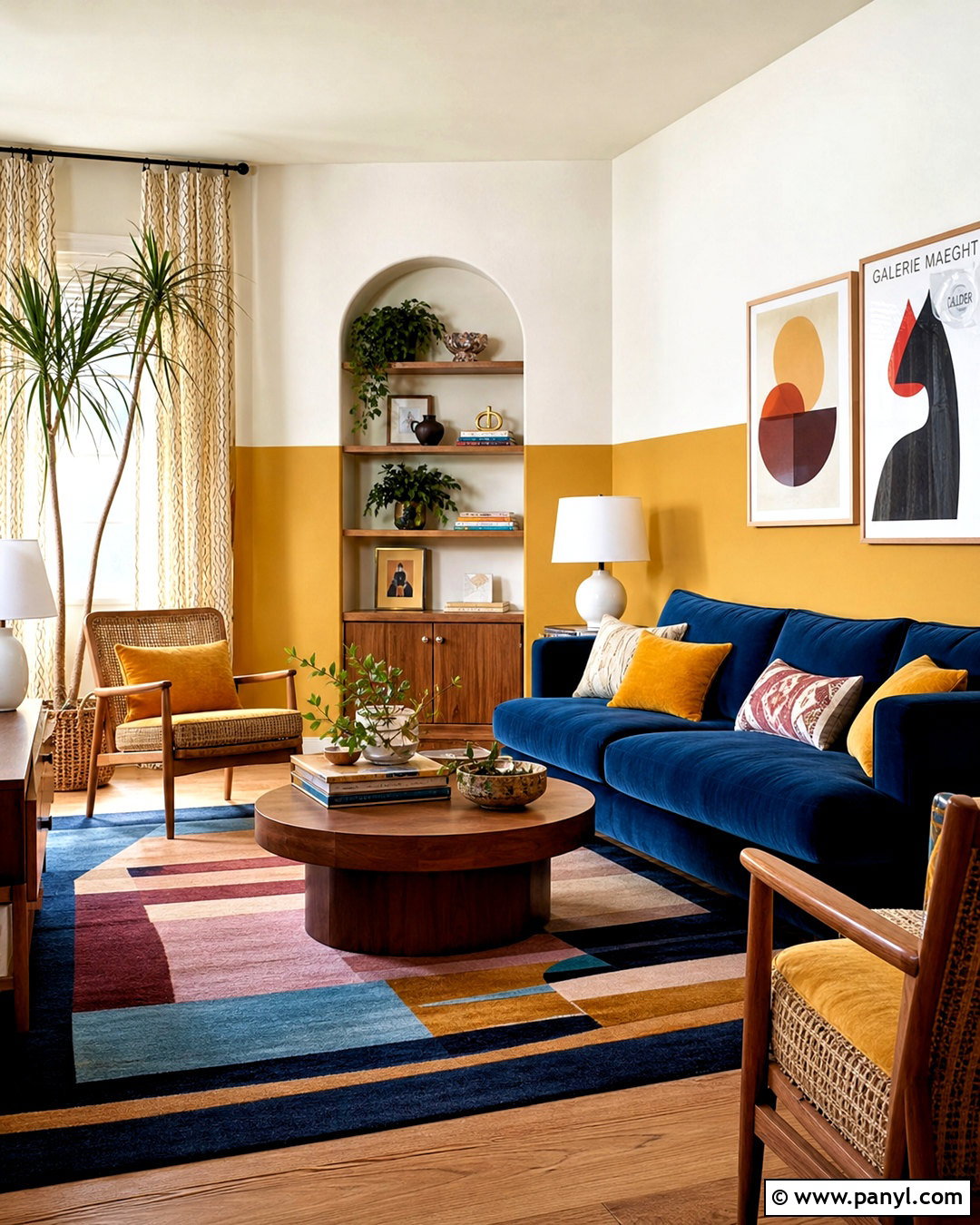 Mustard Yellow Half Painted Wall Living Room - 20 half painted wall living room ideas