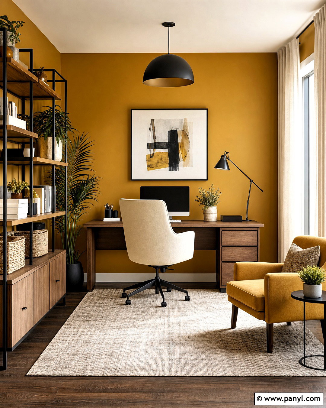 Mustard Yellow Home Office - 20 mustard yellow interior ideas