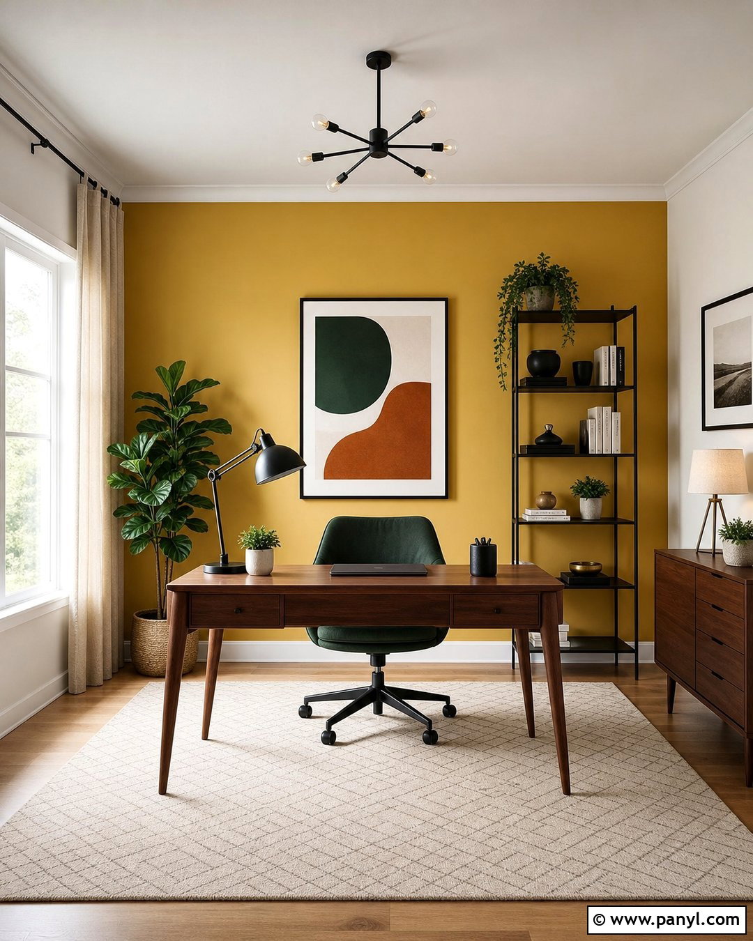 Mustard Yellow Home Office Accent Wall - 25 Home Office Accent Wall Color Ideas