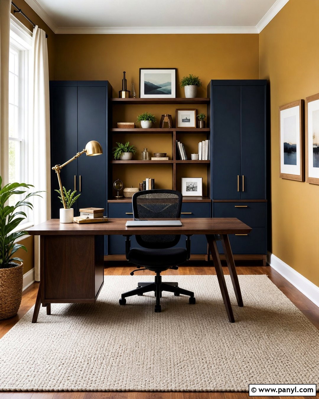 Mustard Yellow Home Office Wall Color - 50 wall colour ideas