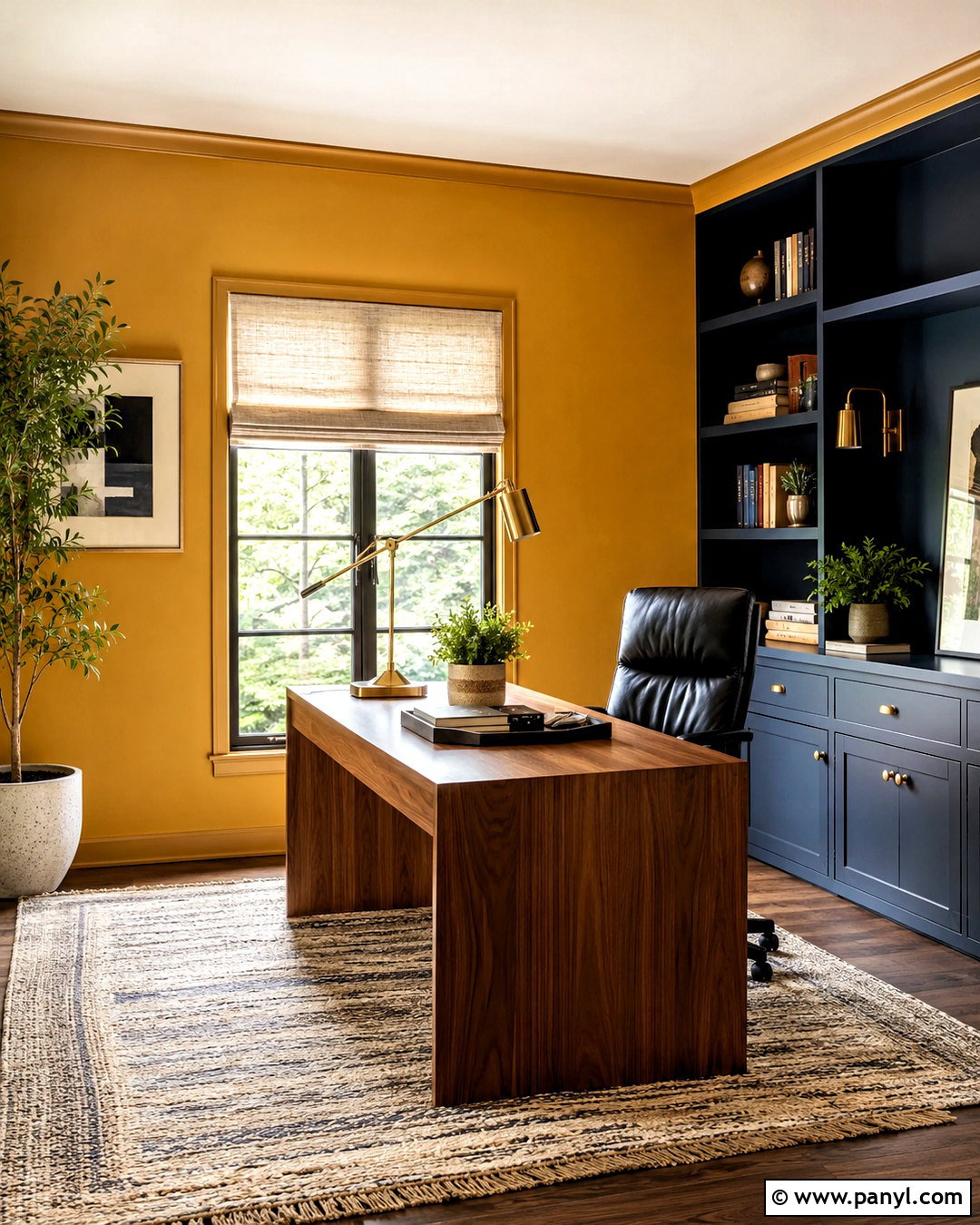 Mustard Yellow Home Office - 20 bold paint colors