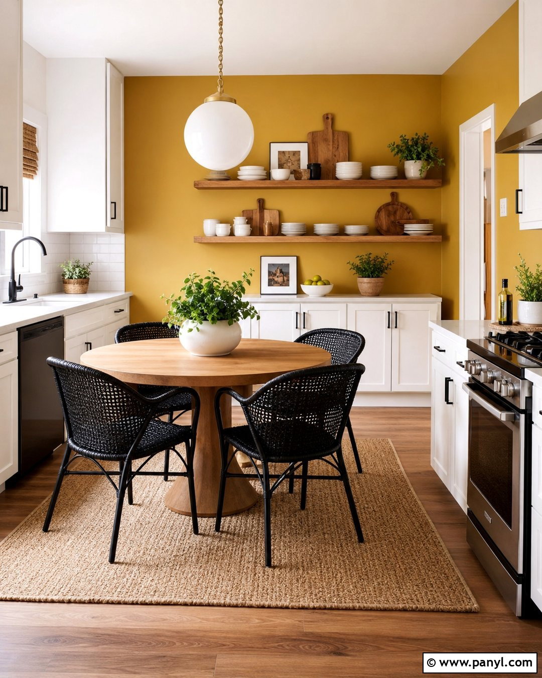 Mustard Yellow Kitchen Feature Wall - 30 Feature Wall Paint Ideas