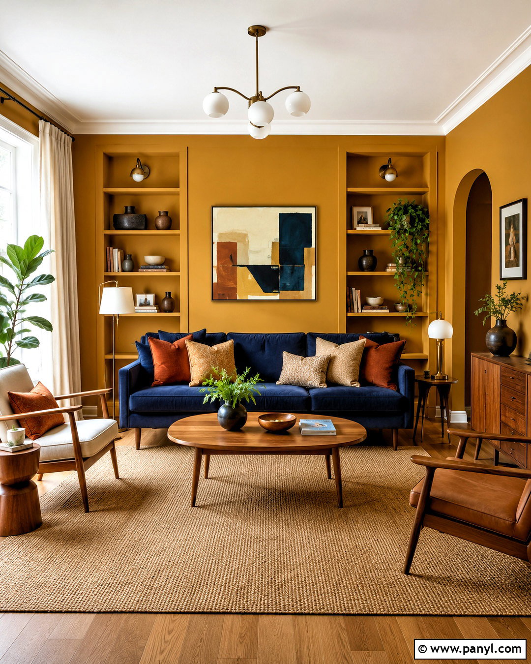 Mustard Yellow Living Hall Walls - 20 living hall wall painting ideas