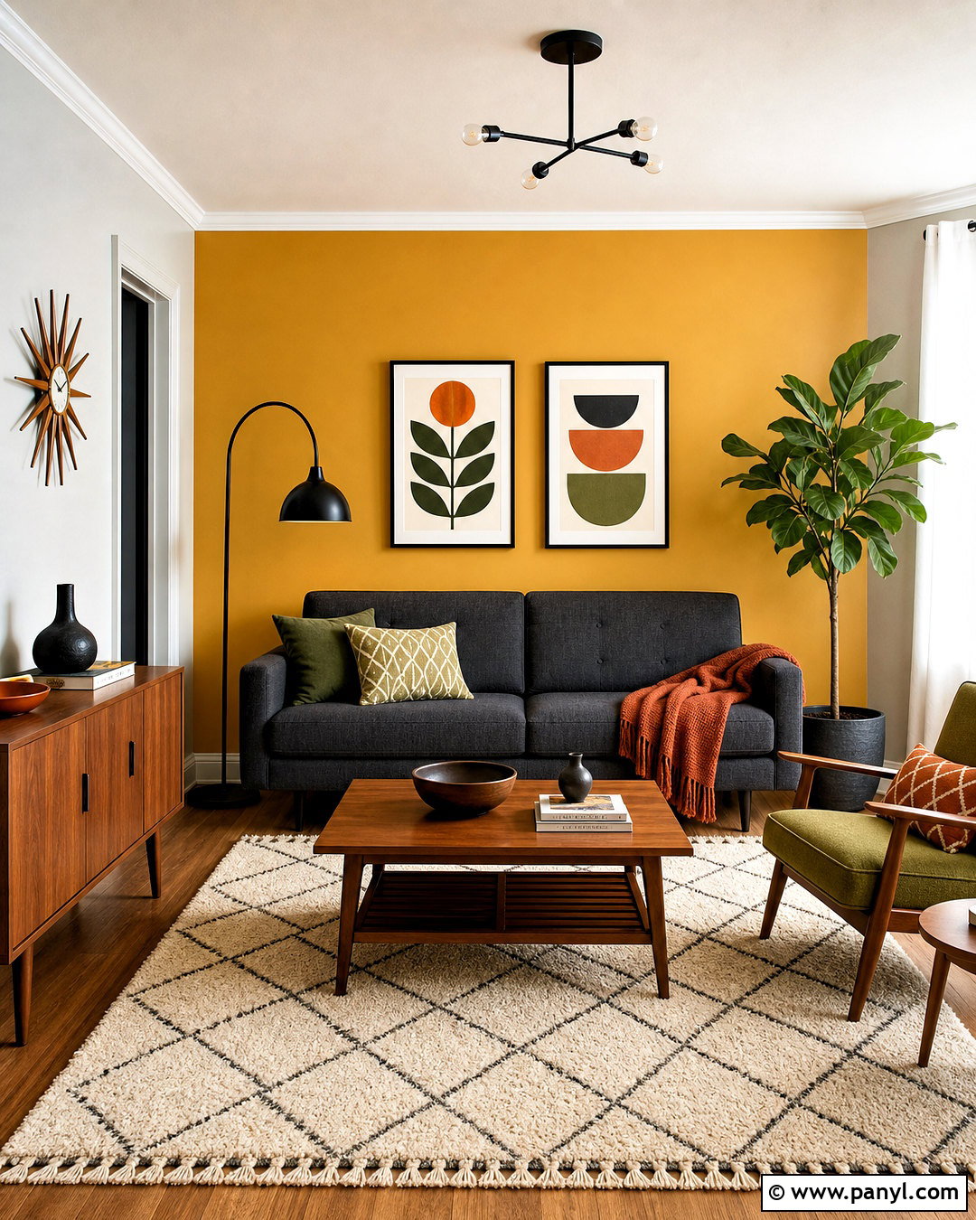 Mustard Yellow Living Room Accent Wall - 20 accent wall colors living room ideas