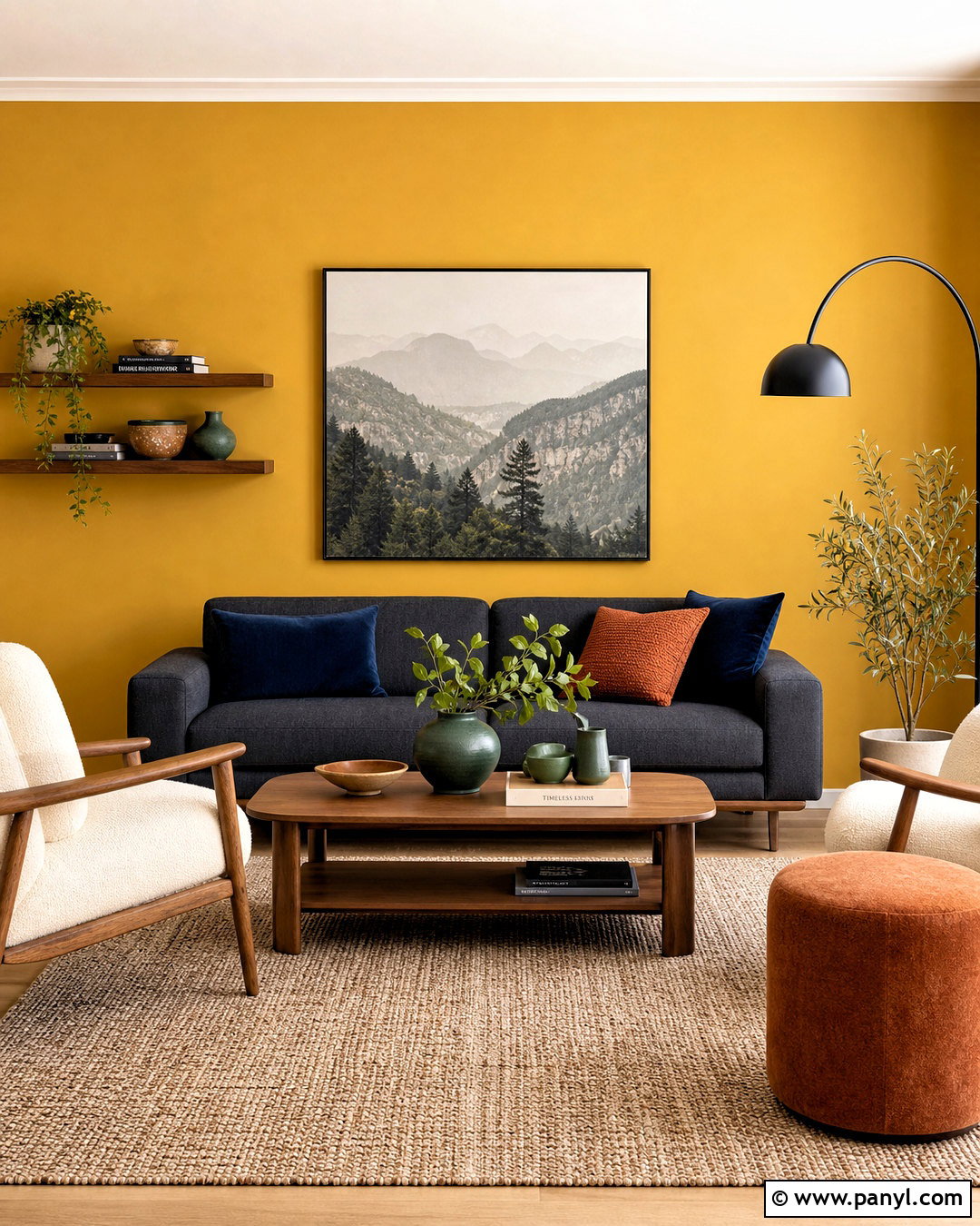 Mustard Yellow Living Room Accent Wall - 20 yellow wall painting ideas