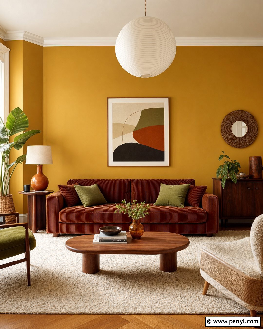 Mustard Yellow Living Room Wall Paint - 20 Retro 70S Wall Paint Ideas