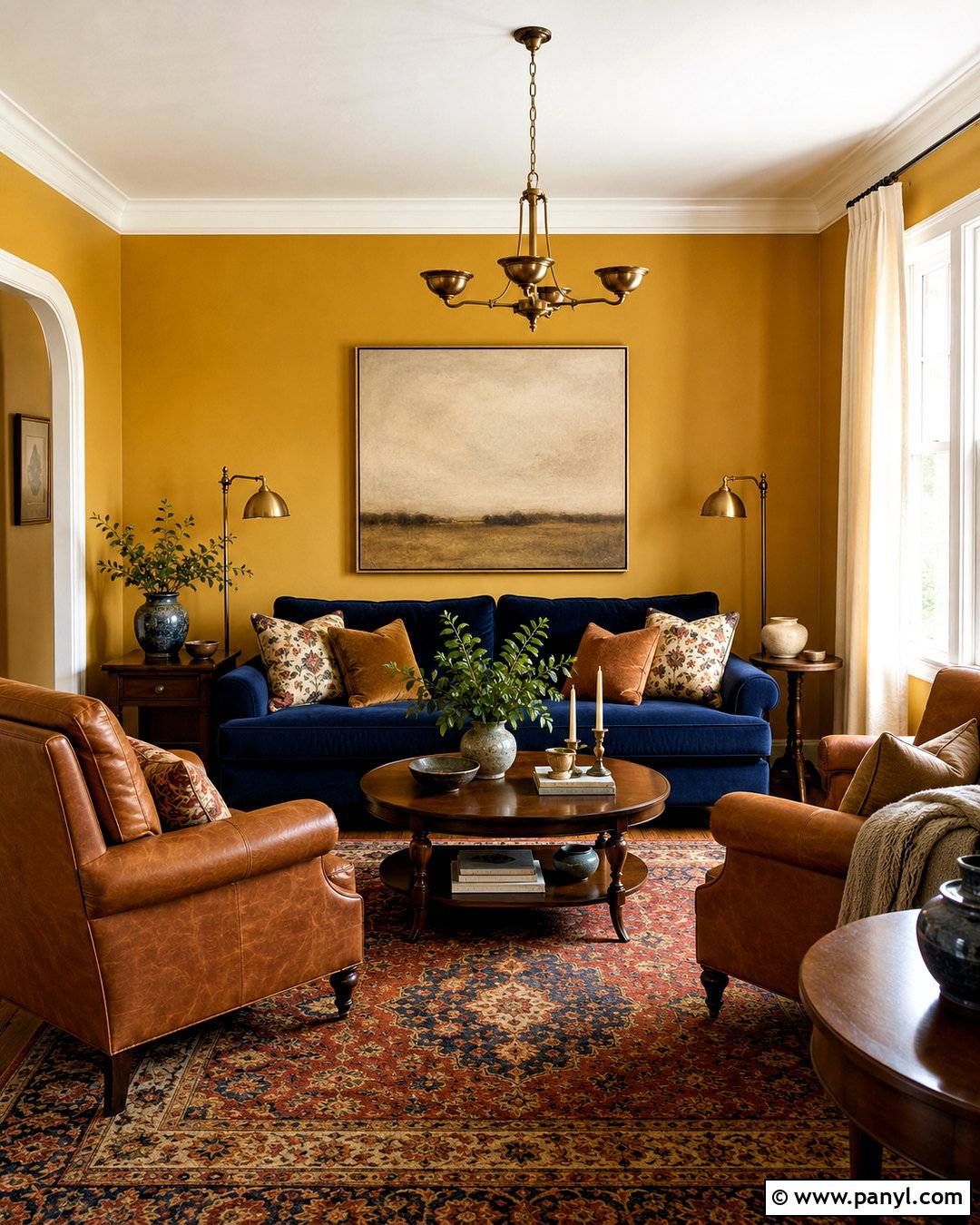 Mustard Yellow Living Room - 35 Yellow Wall Room Ideas