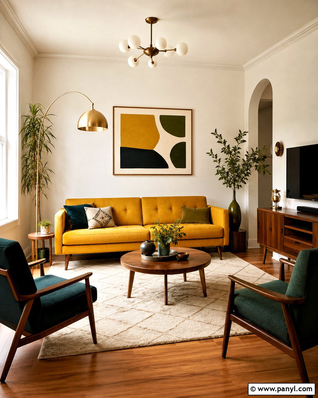 Mustard Yellow Mid-Century Living Room - 20 mustard color ideas
