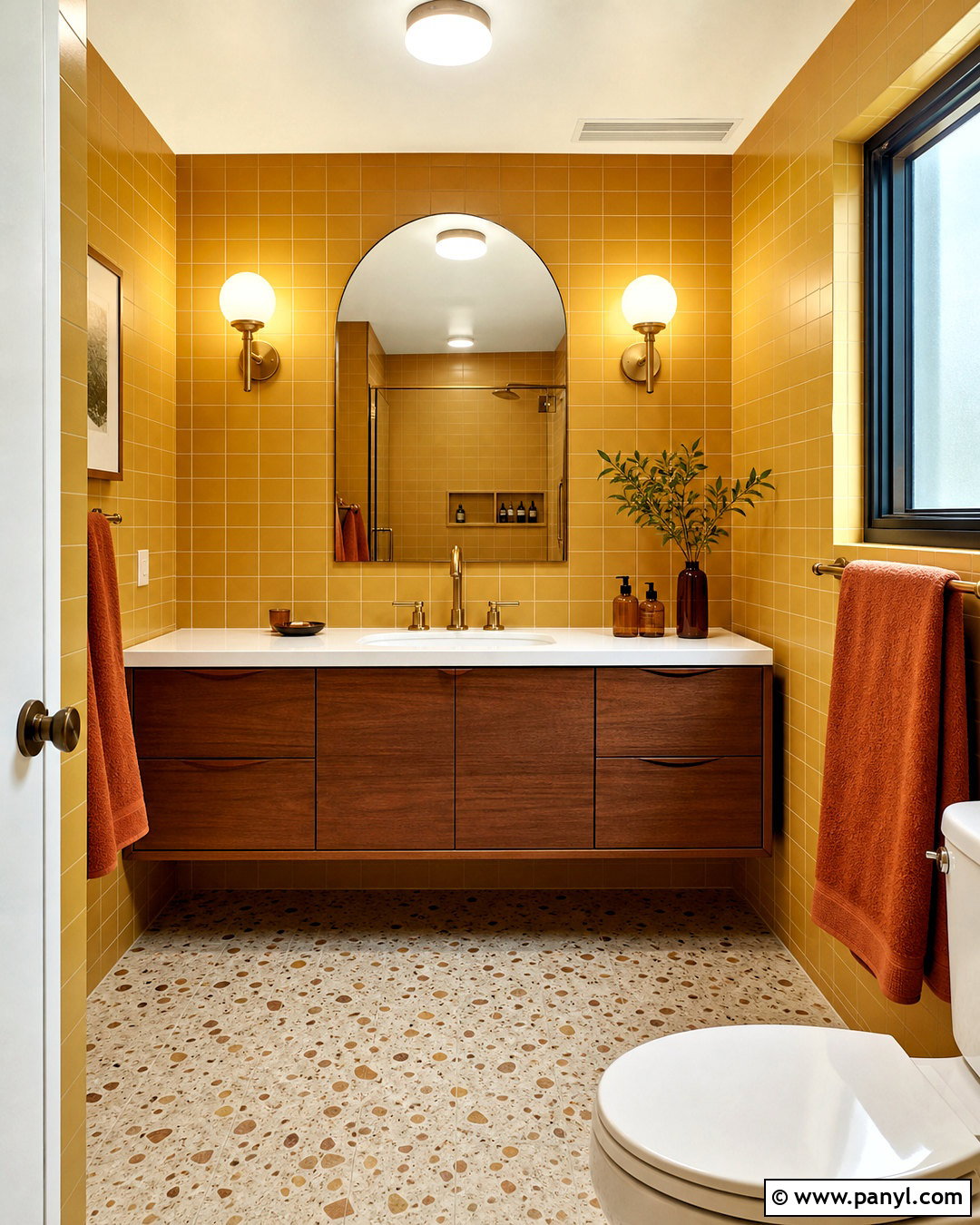 Mustard Yellow Midcentury Bathroom - 20 vintage yellow bathroom ideas