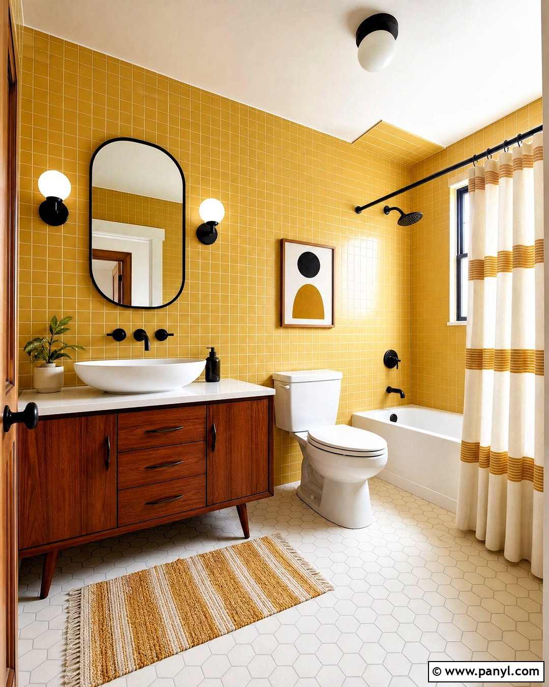 Mustard Yellow Midcentury Bathroom - 20 mustard yellow bathroom ideas