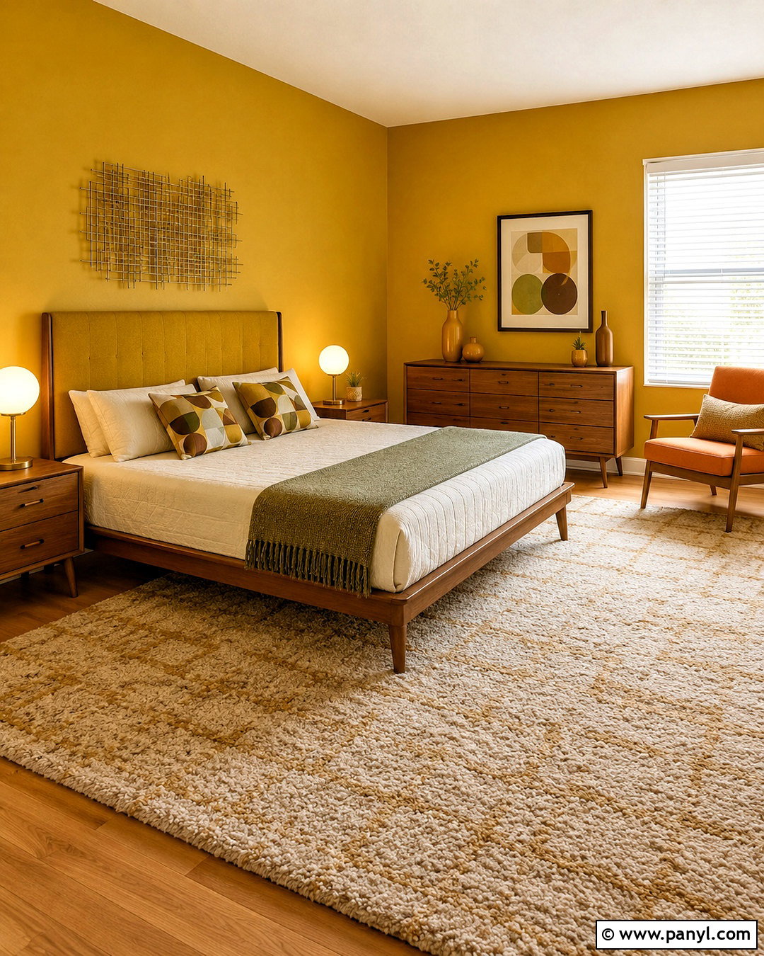 Mustard Yellow Midcentury Bedroom - 20 mustard yellow bedroom ideas