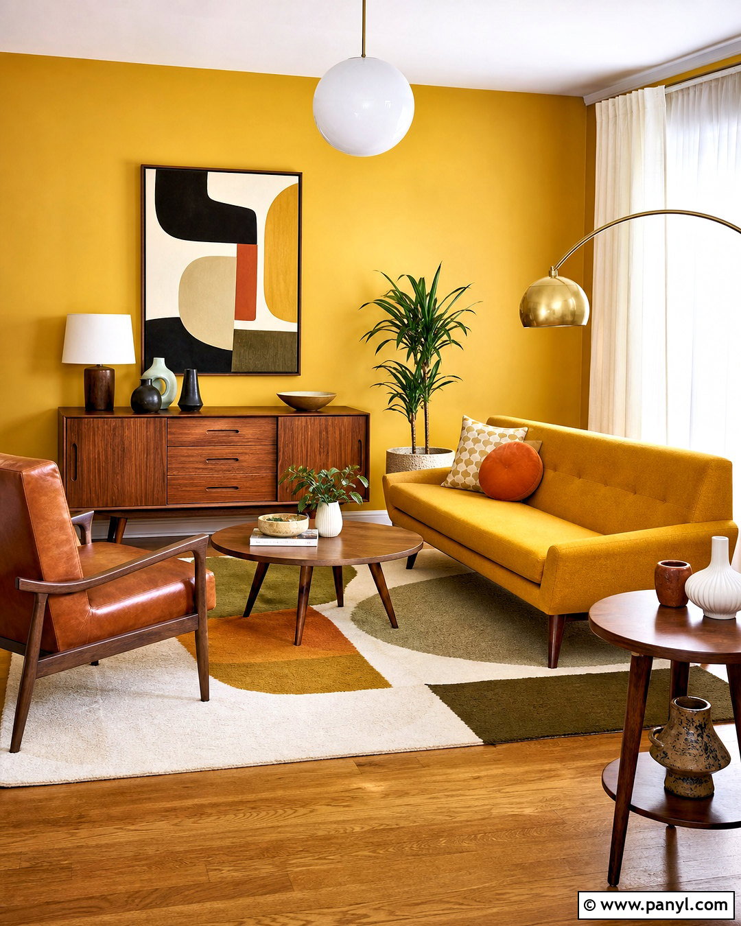Mustard Yellow Midcentury Living Room - 20 mustard yellow interior ideas