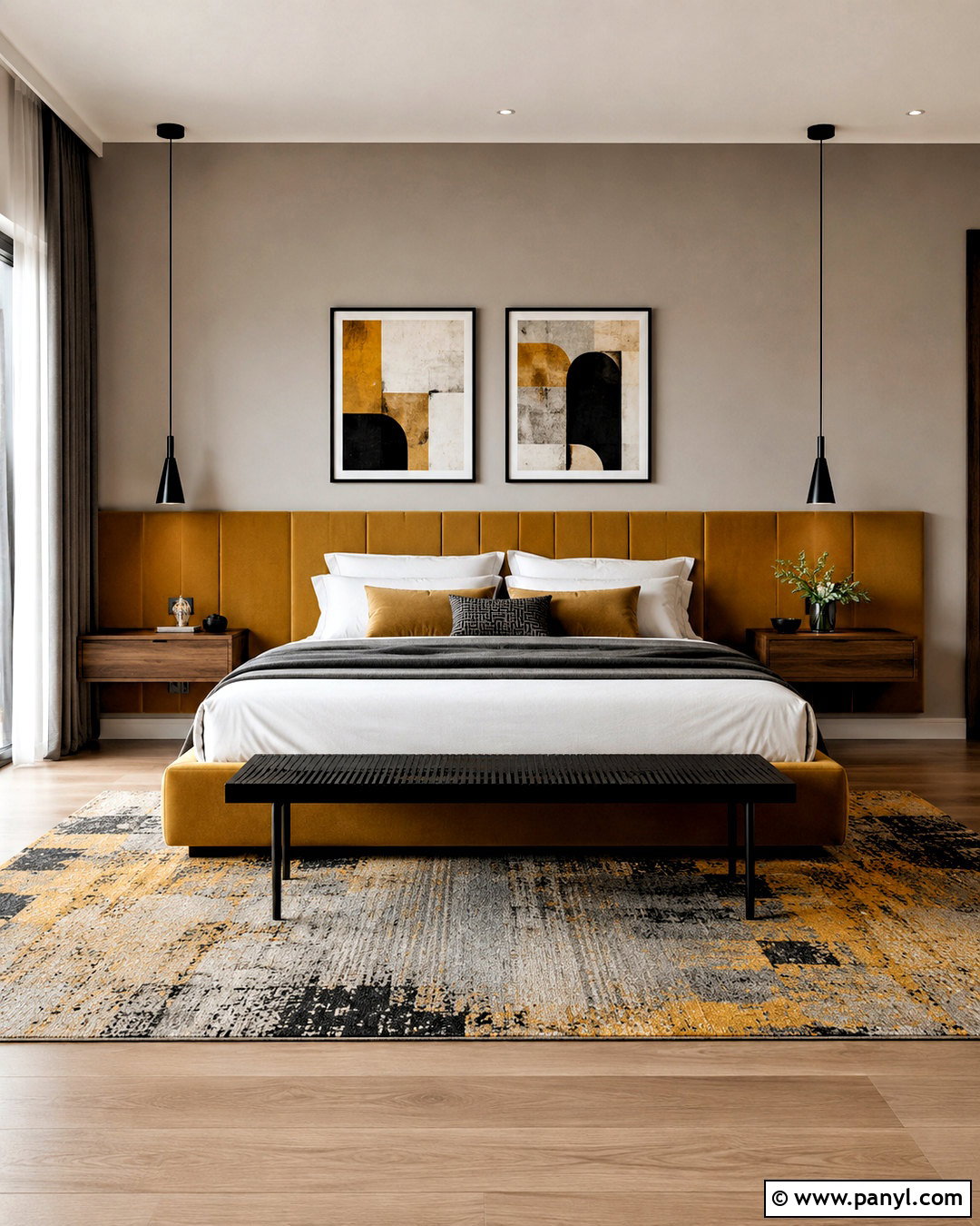 Mustard Yellow Modern Bedroom - 20 mustard yellow bedroom ideas