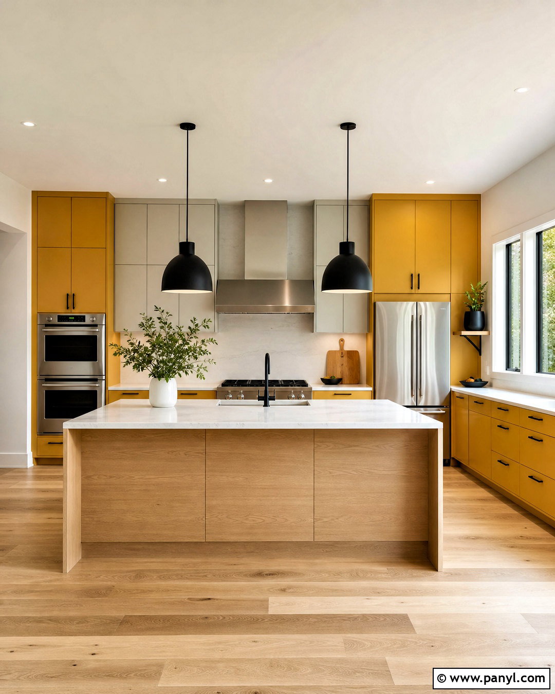 Mustard Yellow Modern Kitchen - 20 yellow kitchen decor ideas