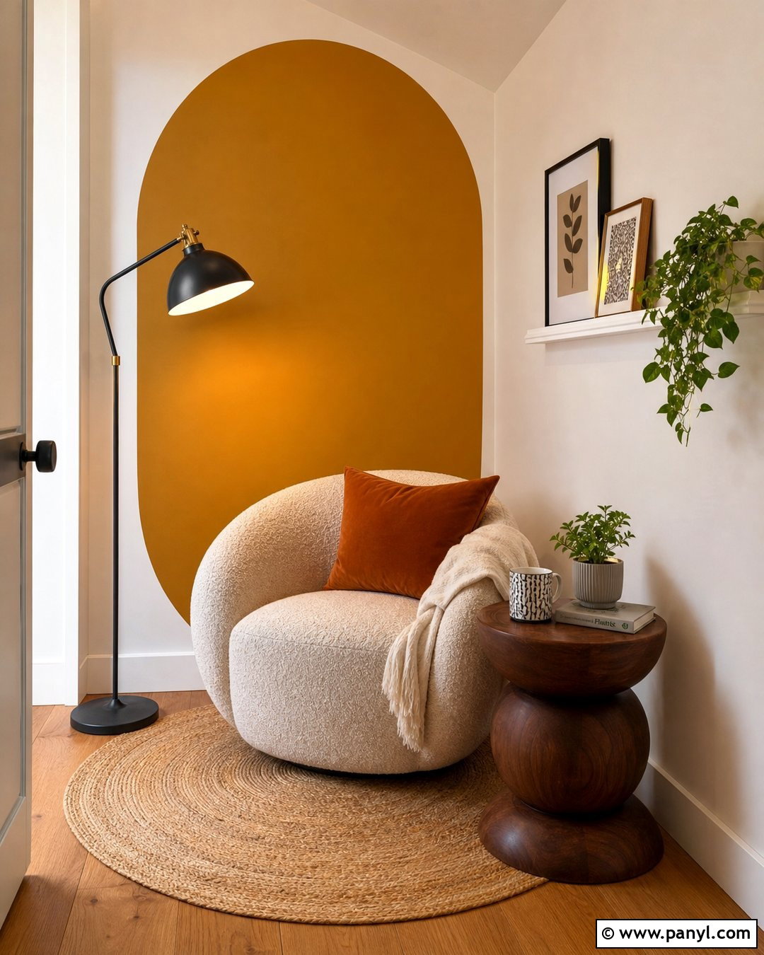 Mustard Yellow Oval Reading Nook - 20 Painted Oval Accent Wall Ideas
