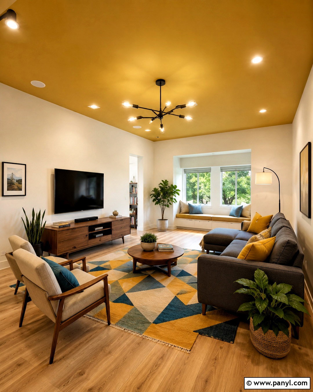 Mustard Yellow Painted Ceiling - 20 painted ceiling ideas living room ideas