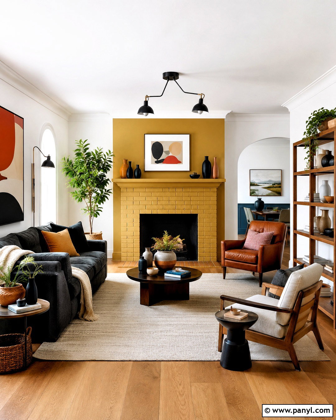 Mustard Yellow Painted Fireplace - 20 colored fireplace painted ideas