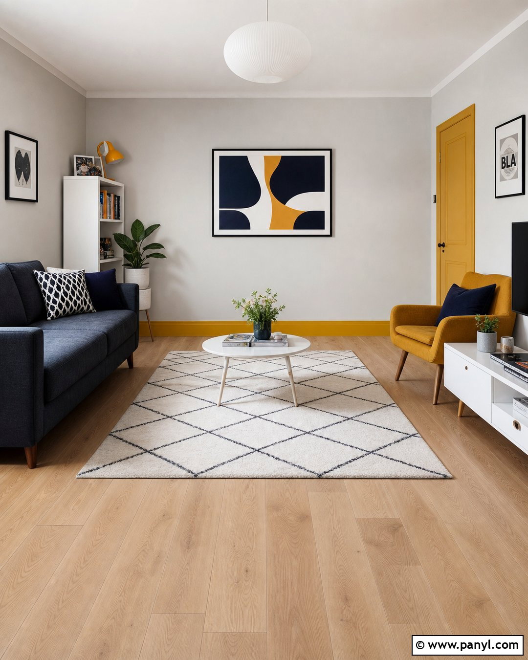 Mustard Yellow Painted Skirting Boards With Pale Gray Walls - 30 painted skirting boards colour ideas