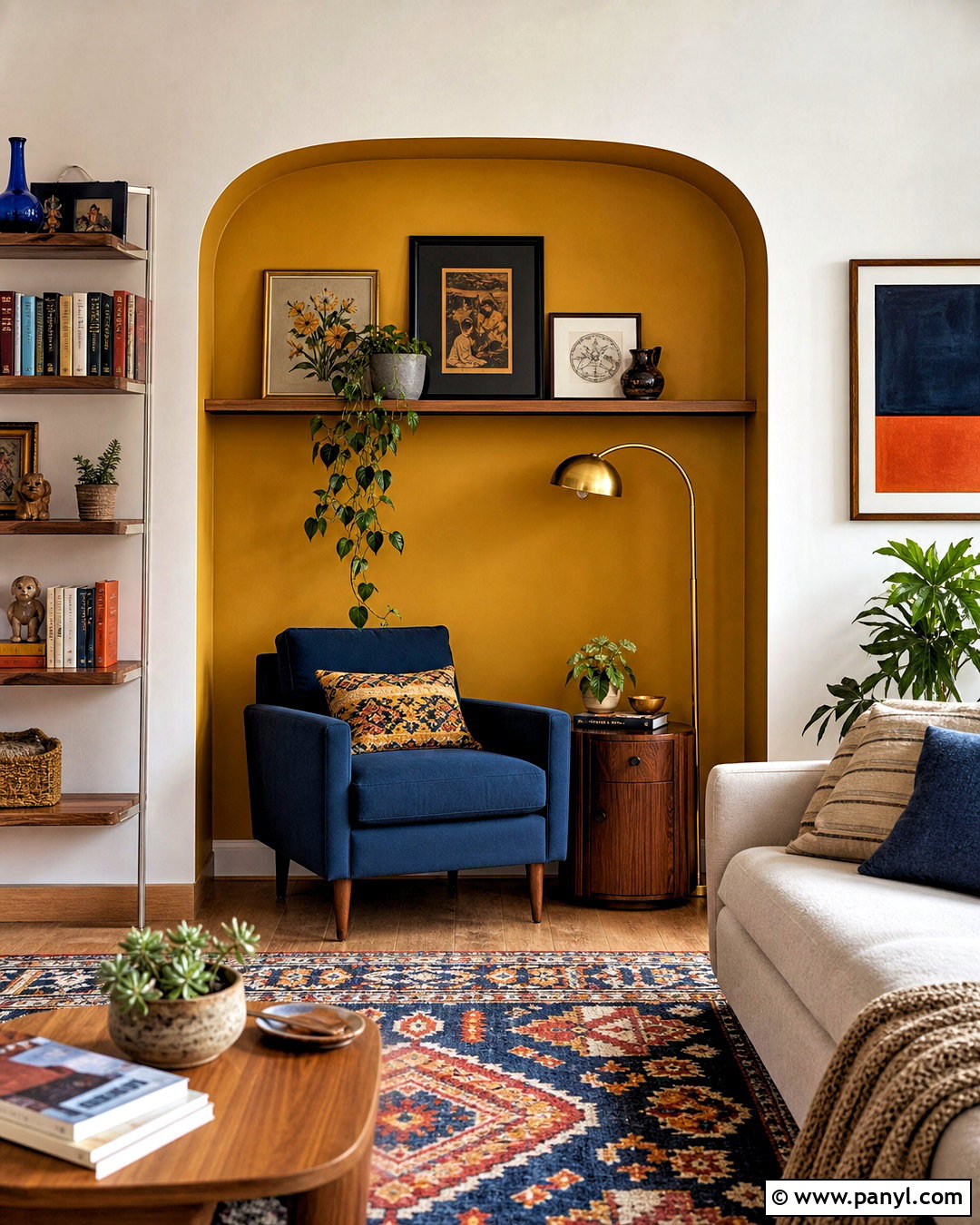Mustard Yellow Reading Nook Wall - 20 wall design ideas living room paint ideas