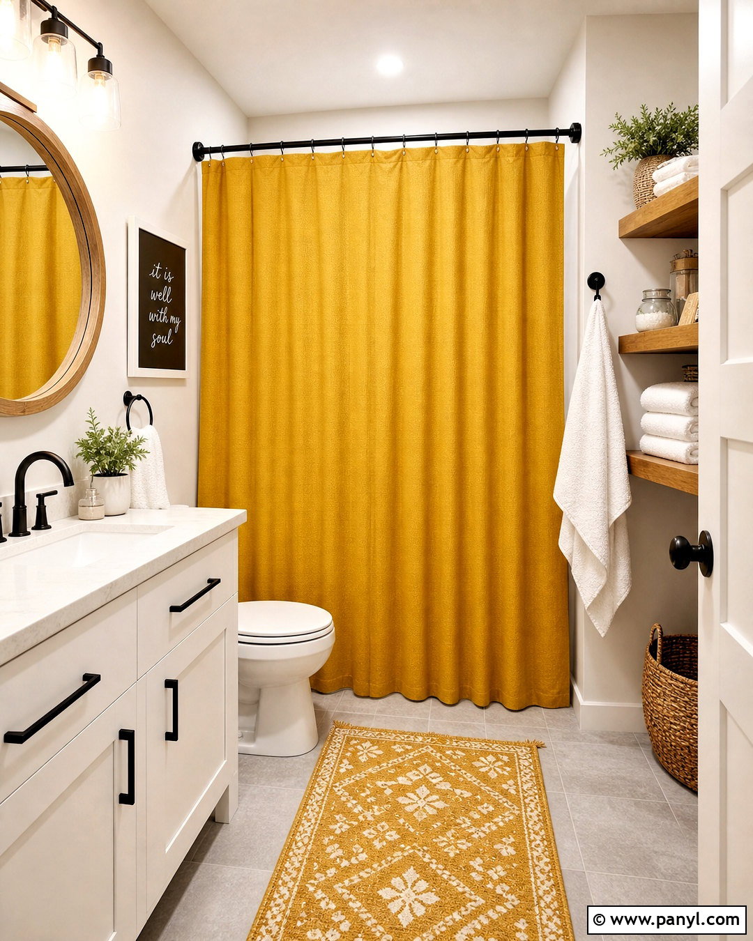 Mustard Yellow Shower Curtain Bathroom - 20 mustard yellow bathroom ideas
