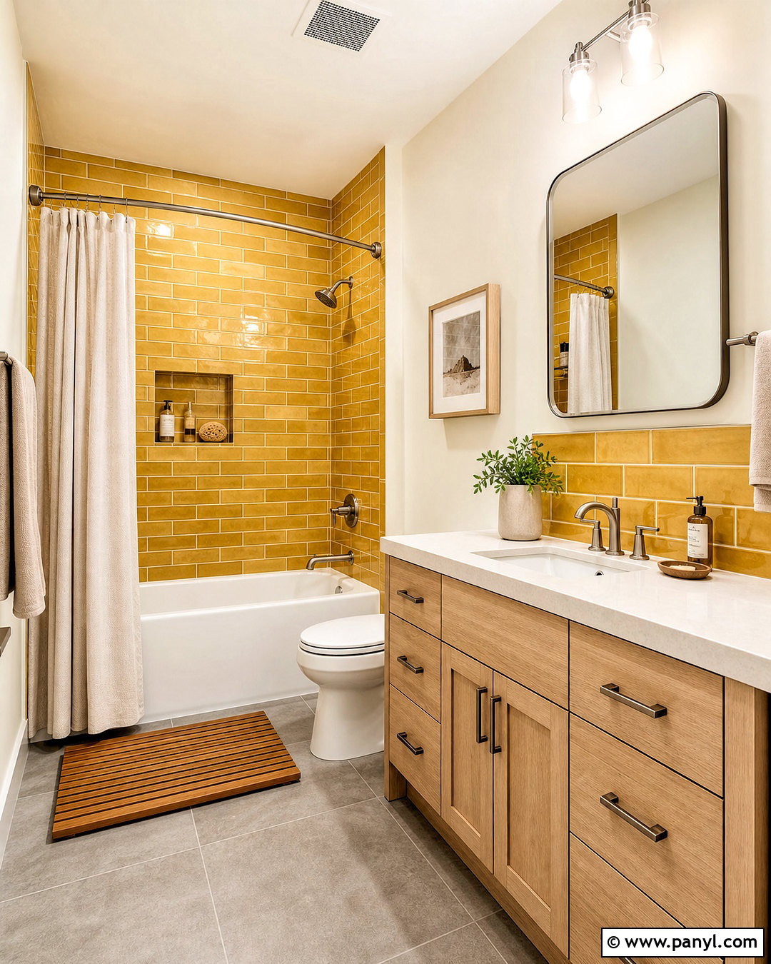 Mustard Yellow Subway Tile Bathroom - 20 mustard yellow bathroom ideas