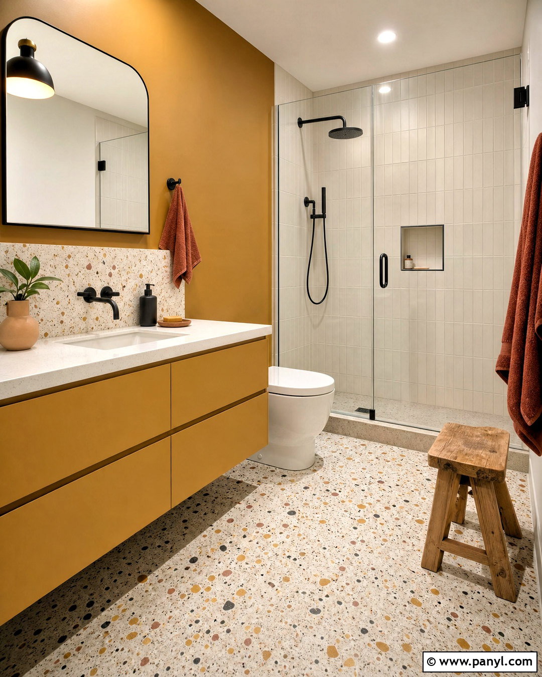 Mustard Yellow Terrazzo Bathroom - 20 mustard yellow bathroom ideas