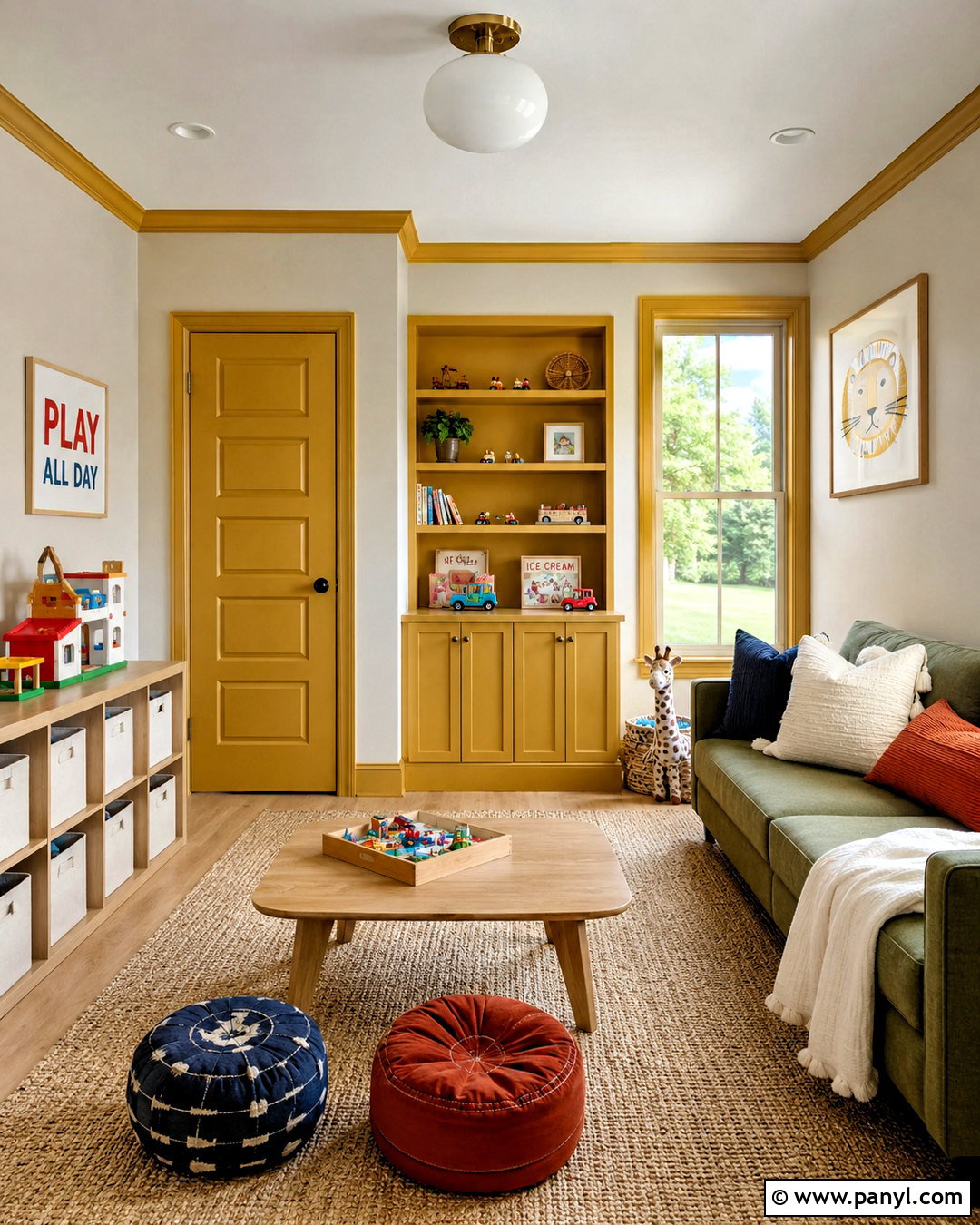 Mustard Yellow Trim Playroom - 20 non white trim interior ideas