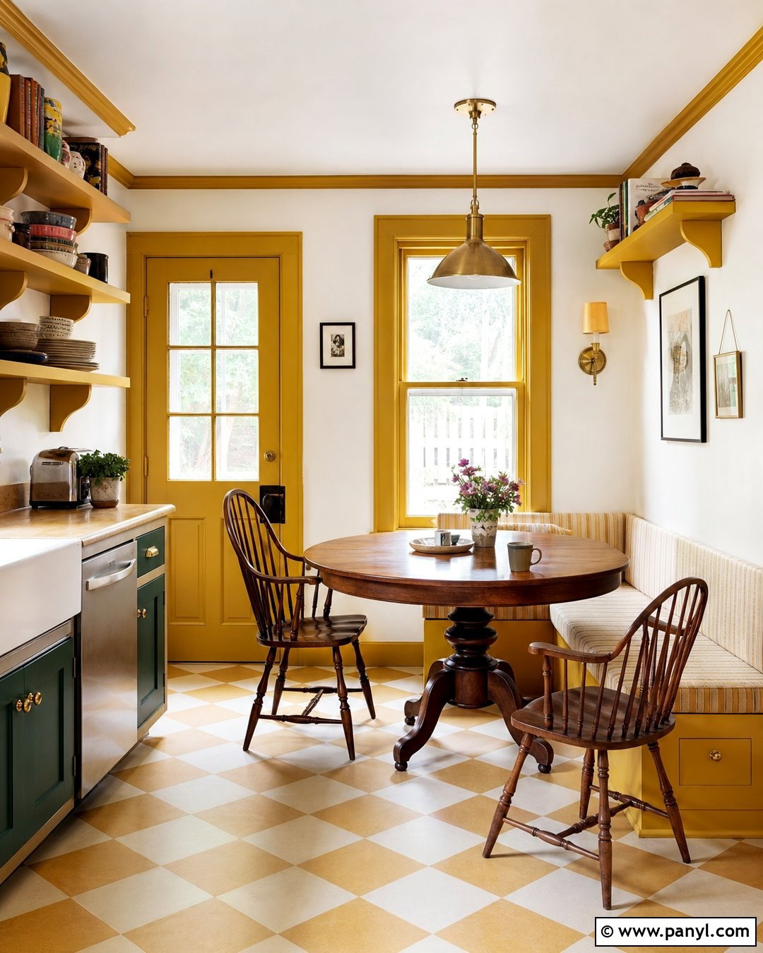 Mustard Yellow Trim With White Walls - 25 White Wall Colored Trim Ideas