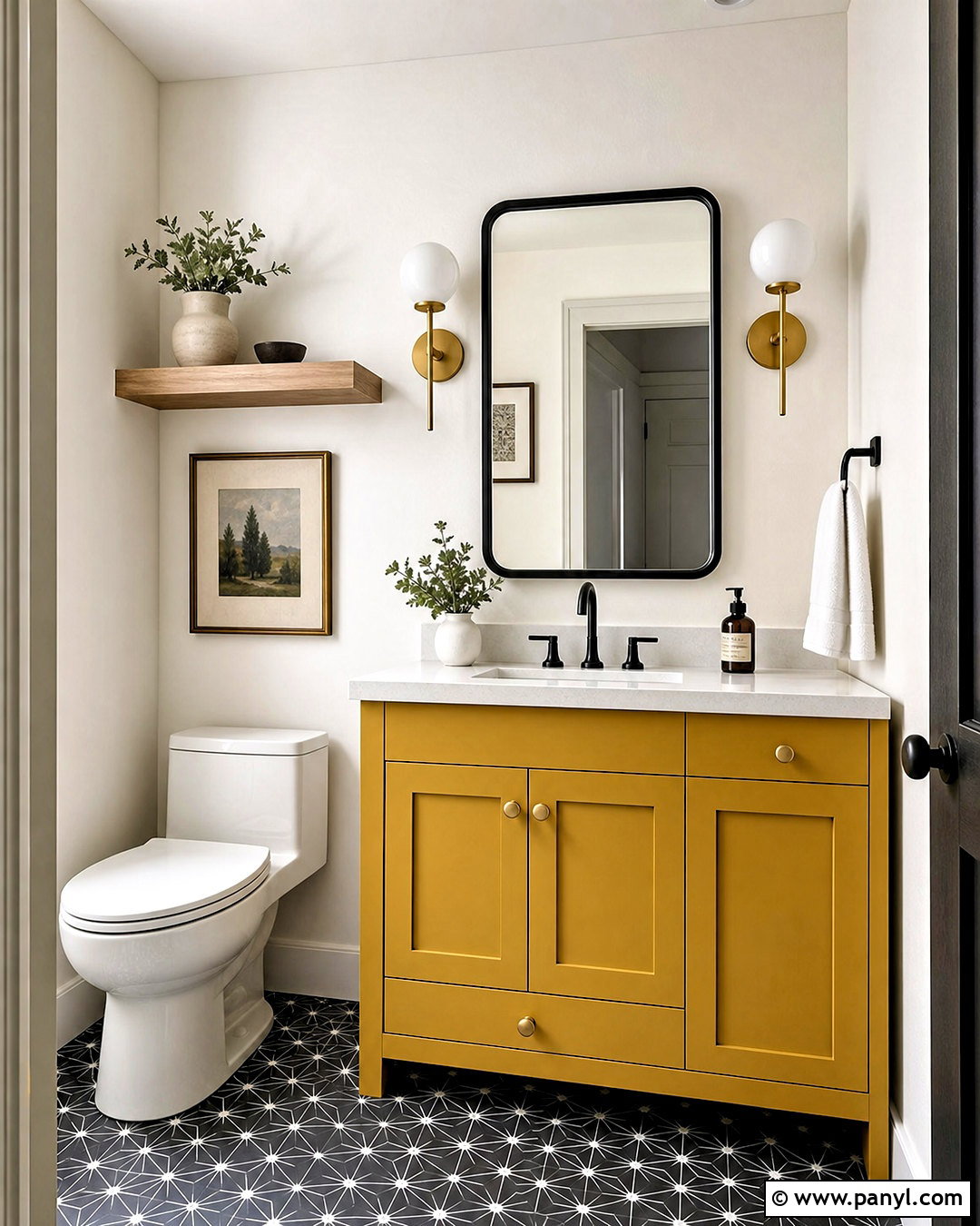 Mustard Yellow Vanity Powder Room - 20 yellow powder room ideas