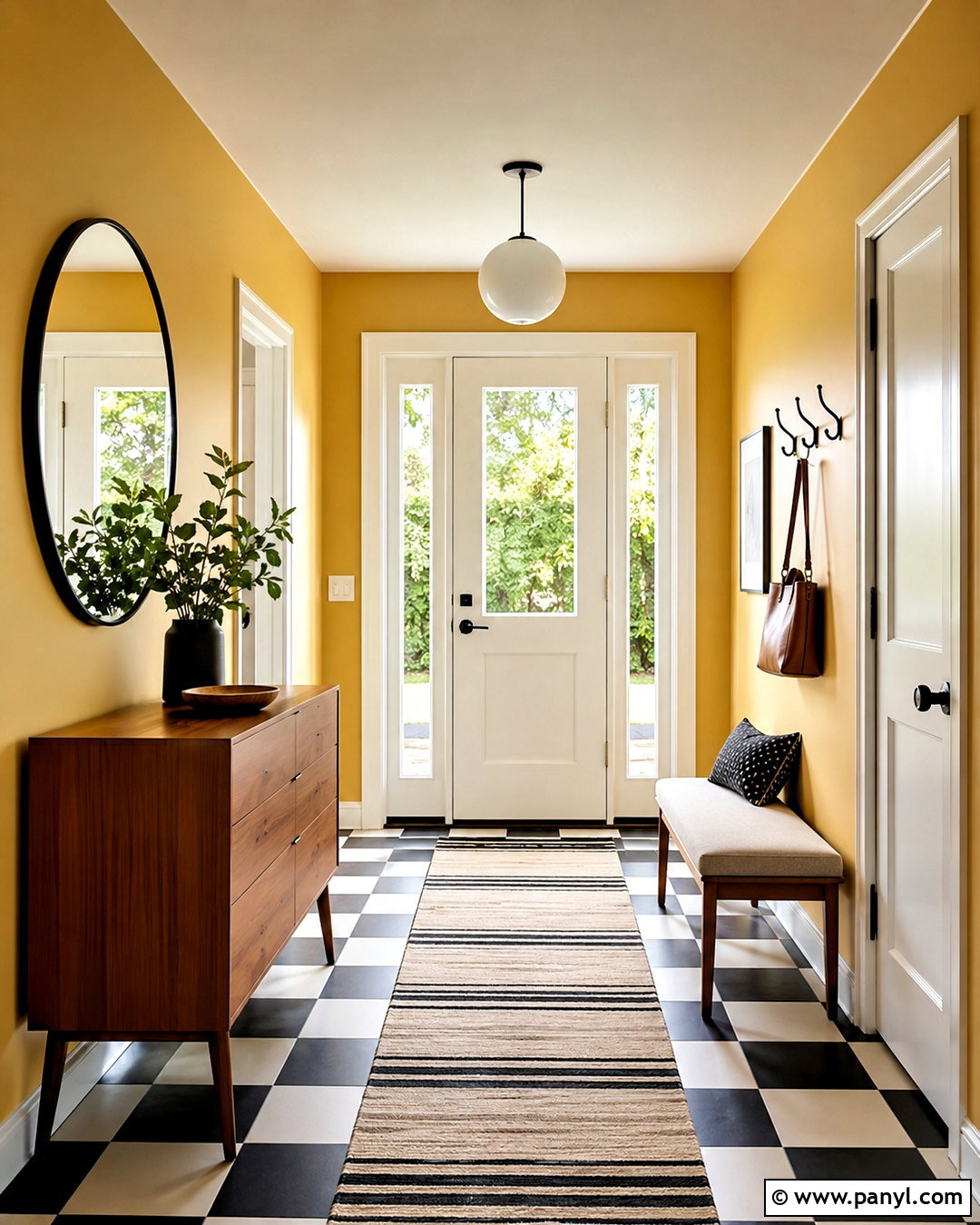 Mustard Yellow Wall Color - 20 Wall Color With Black And White Tile Ideas