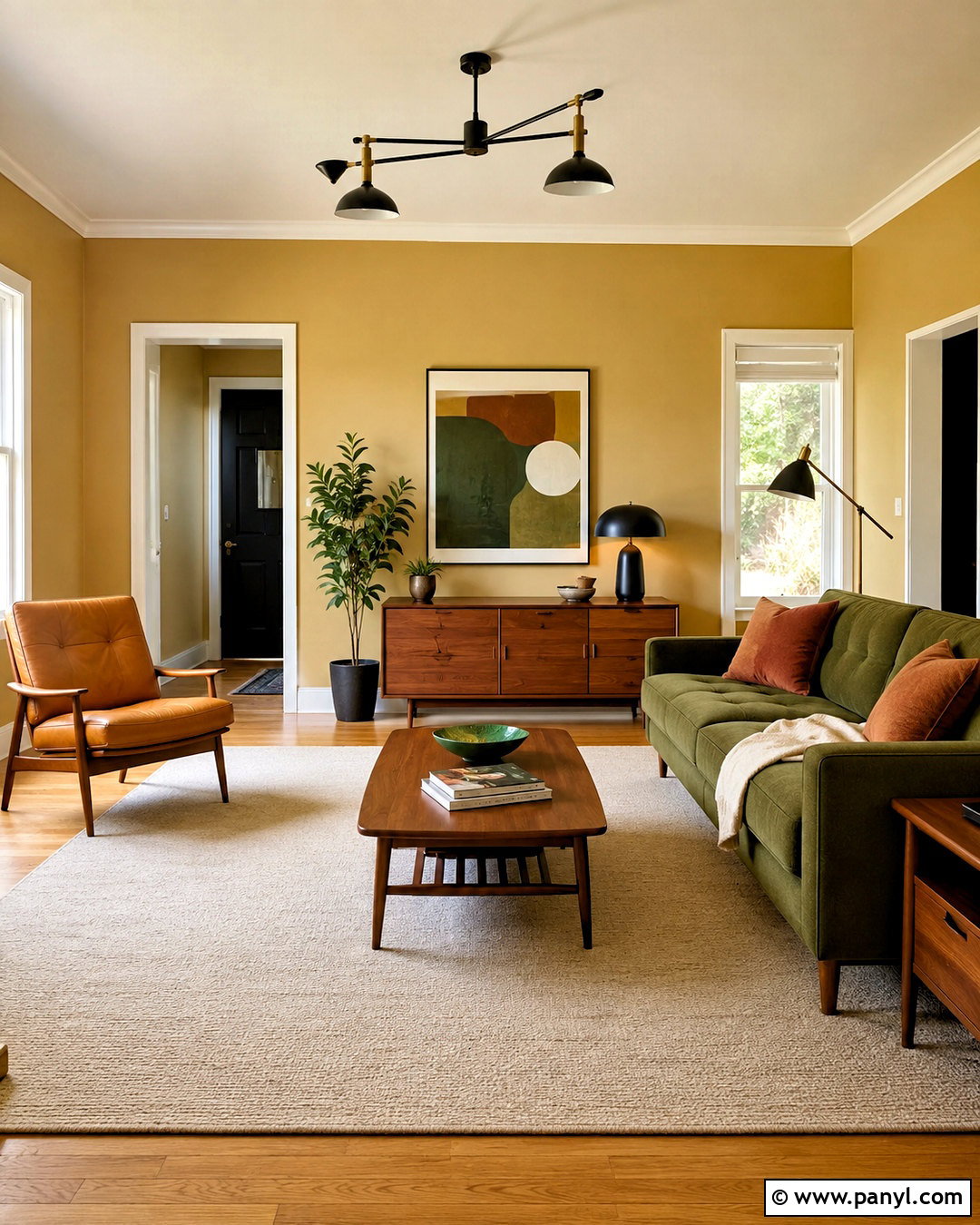 Mustard Yellow Wall Color With Green Sofa - 35 Wall Color For Green Sofa Ideas