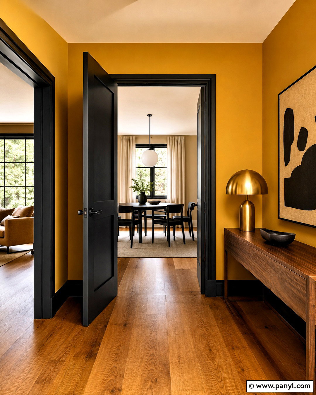 Mustard Yellow Wall With Black Open Door - 20 Yellow Wall With Open Door Ideas