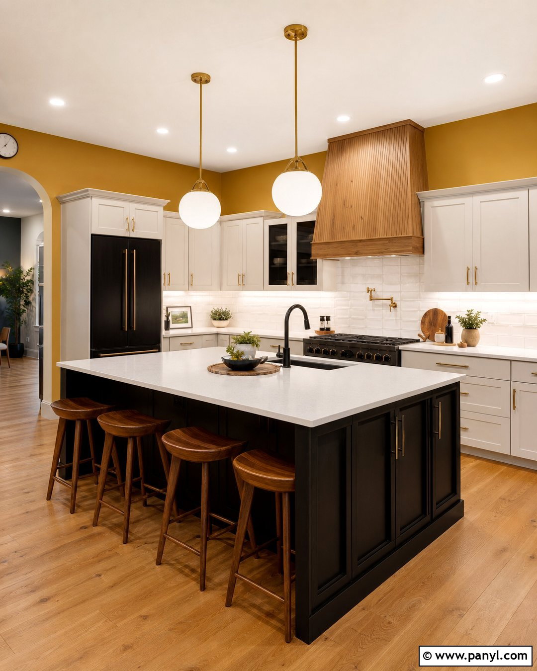 Mustard Yellow Walls With Black Kitchen Island - 20 Modern Kitchen With Island And Yellow Walls
