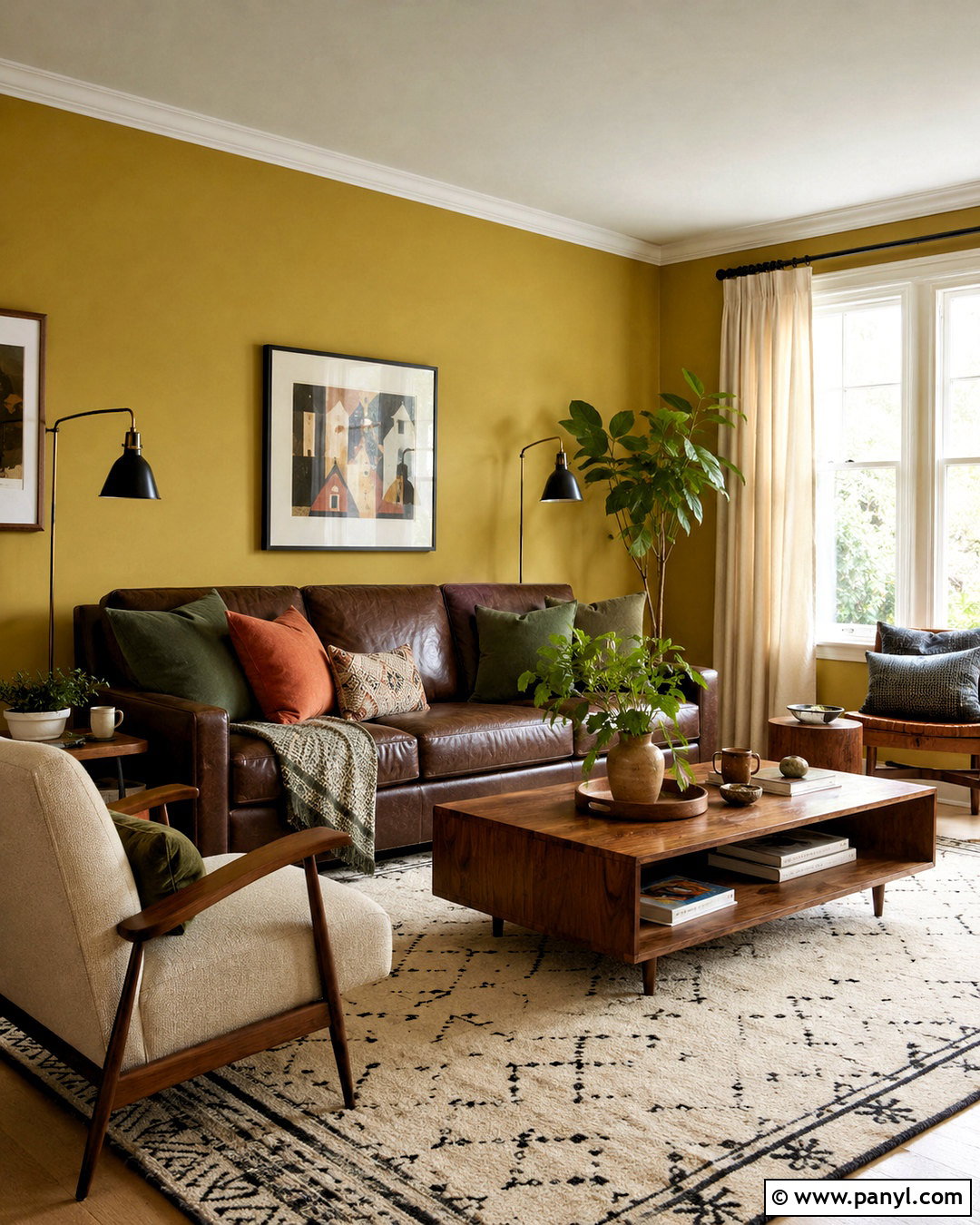 Mustard Yellow Walls With Brown Sofa - 20 Wall Color For Brown Sofa Ideas